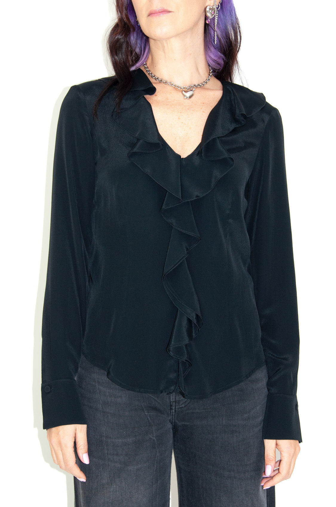 Blusa ruches nera