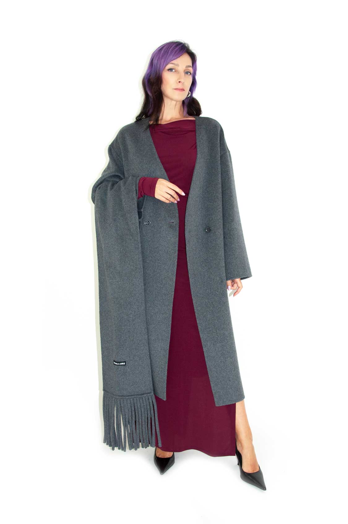 Cappotto sciarpa grey