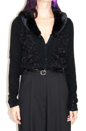 Cardigan ricamo nero