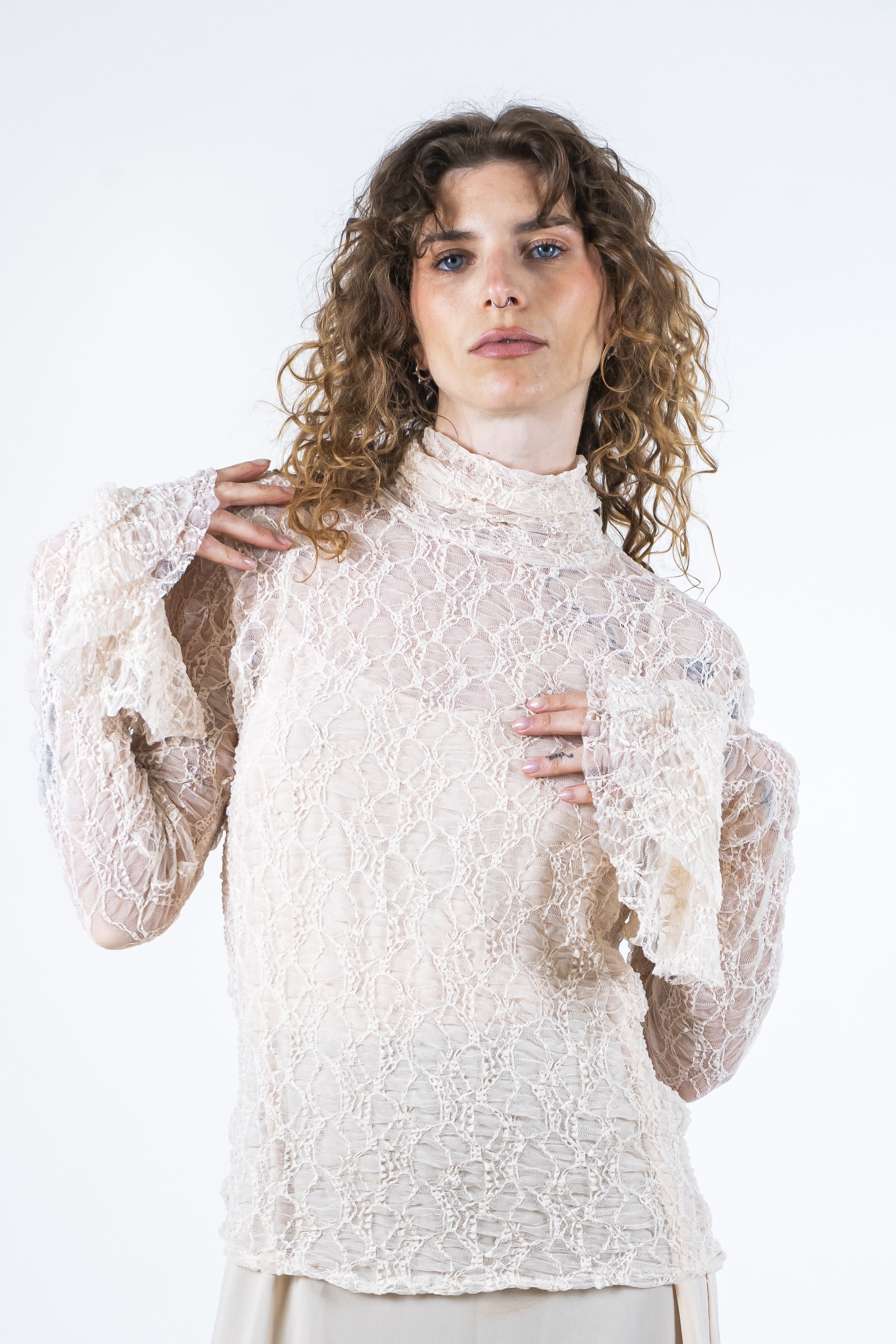 Blusa pizzo champagne