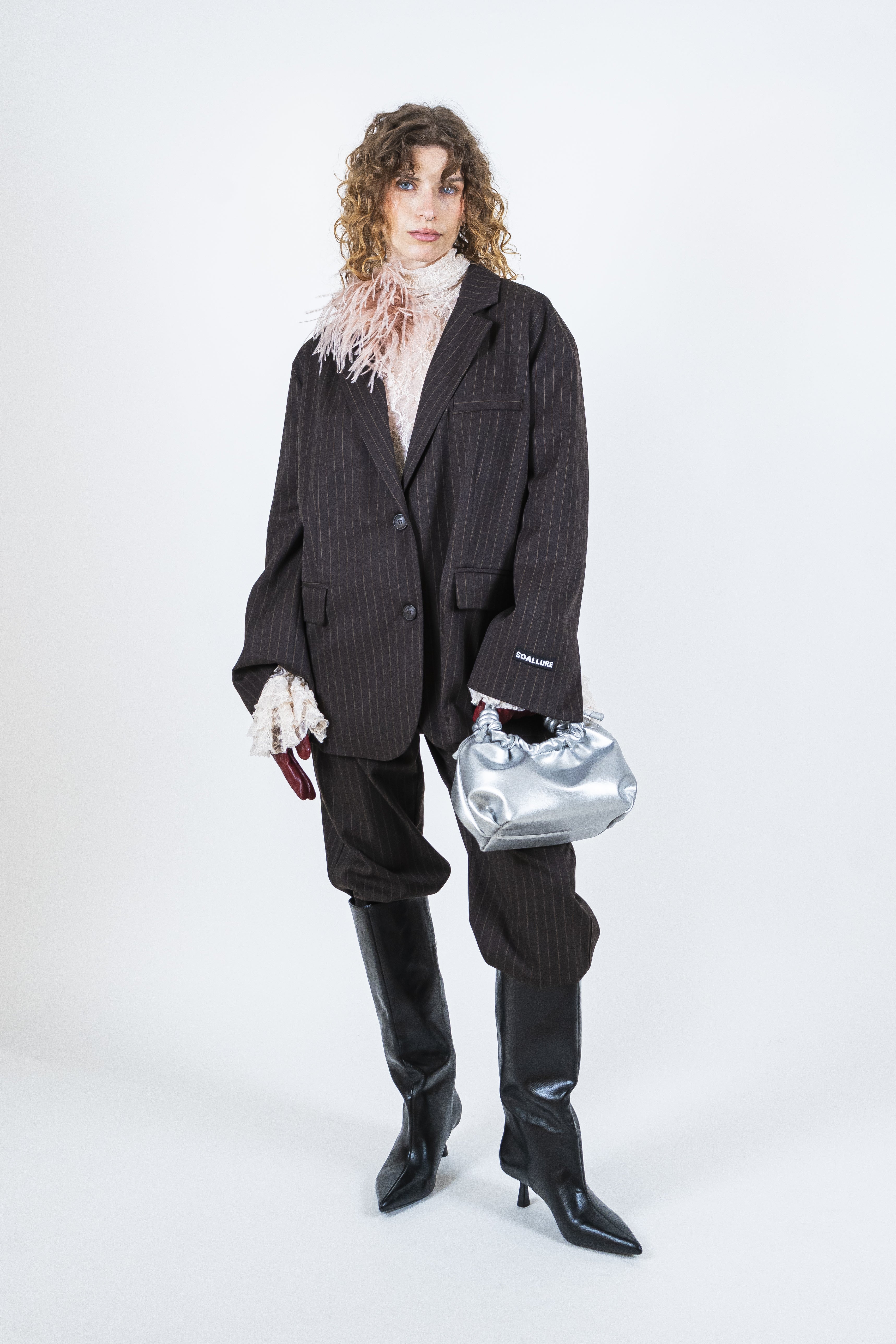 Giacca gessato fondente