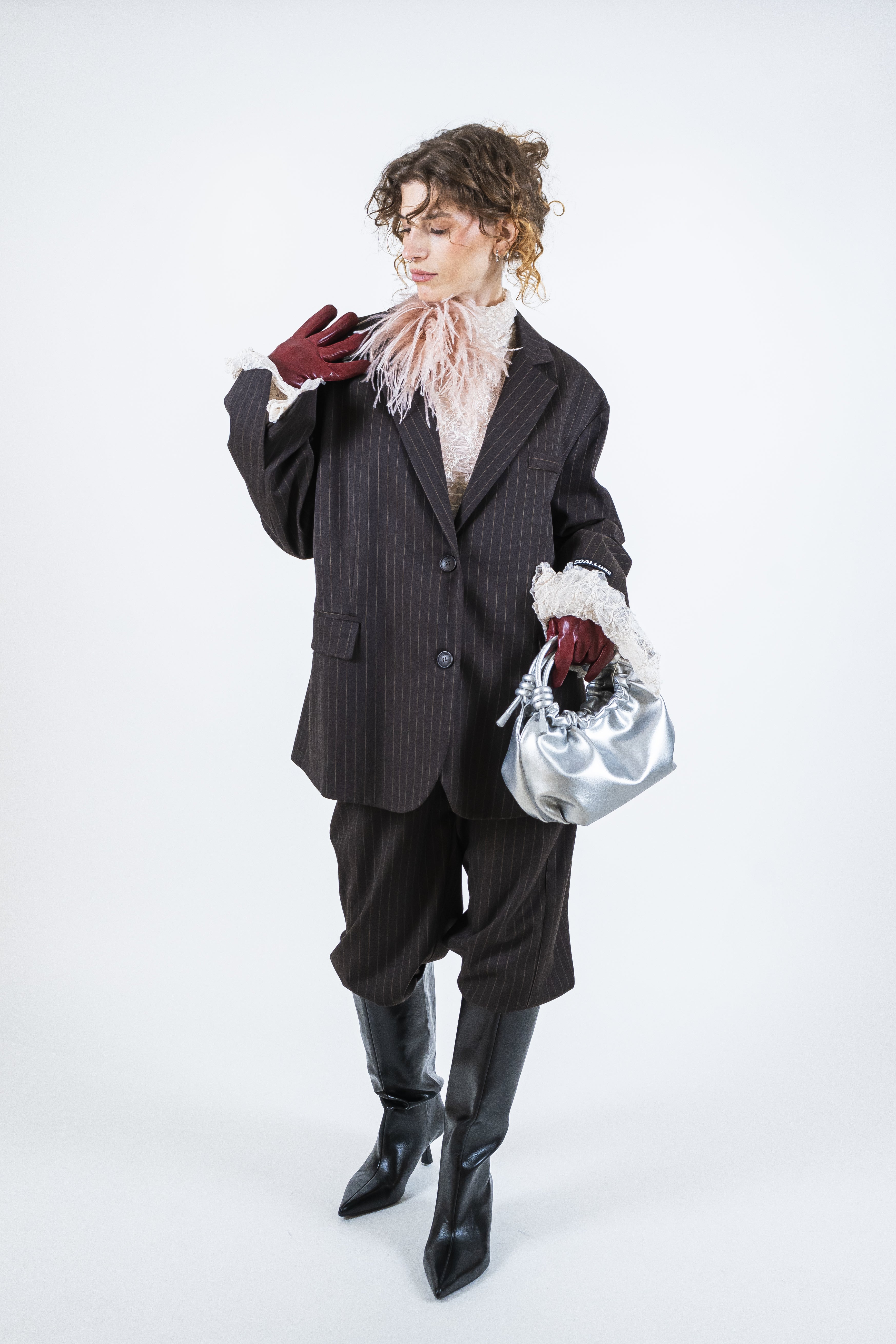 Giacca gessato fondente