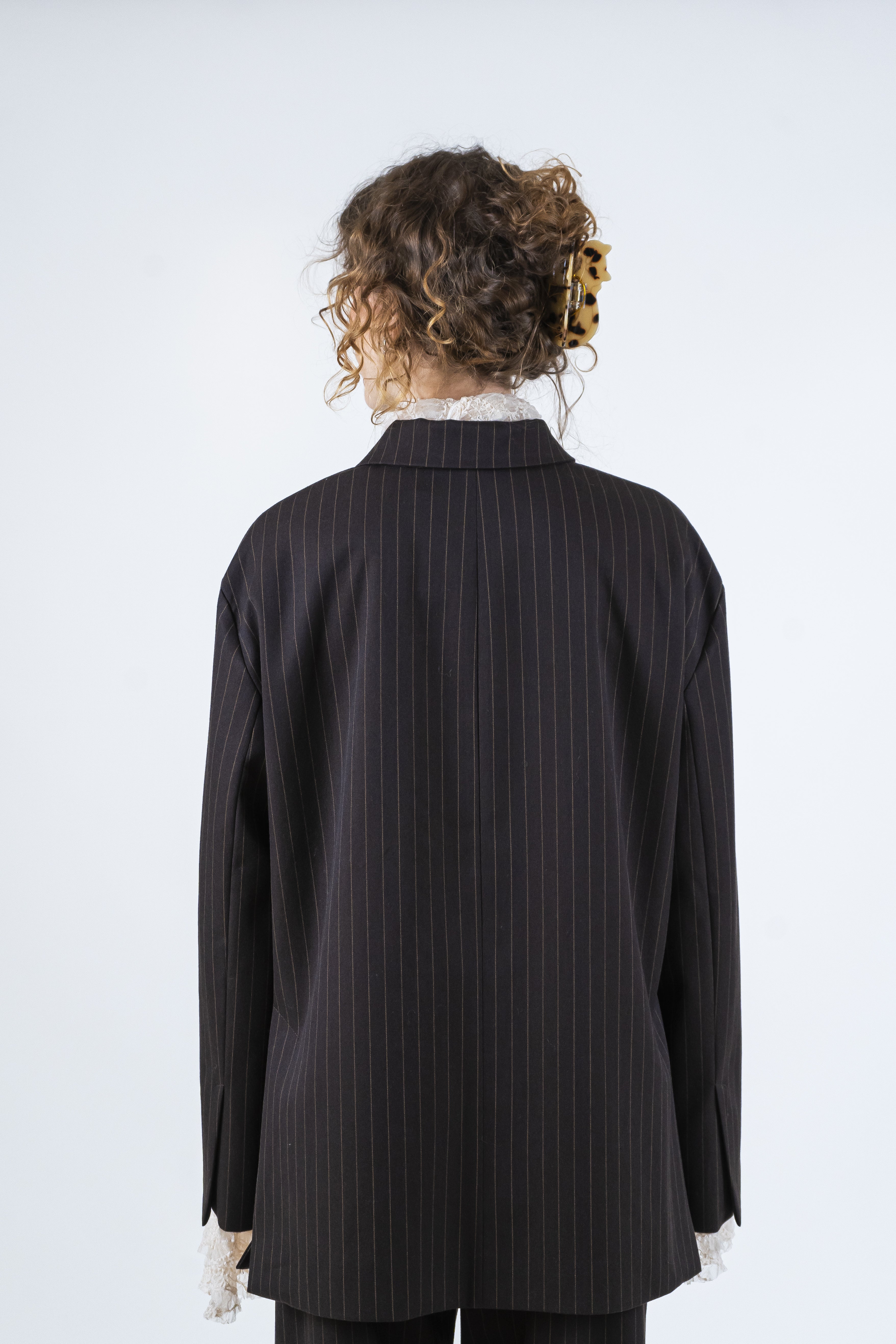 Giacca gessato fondente