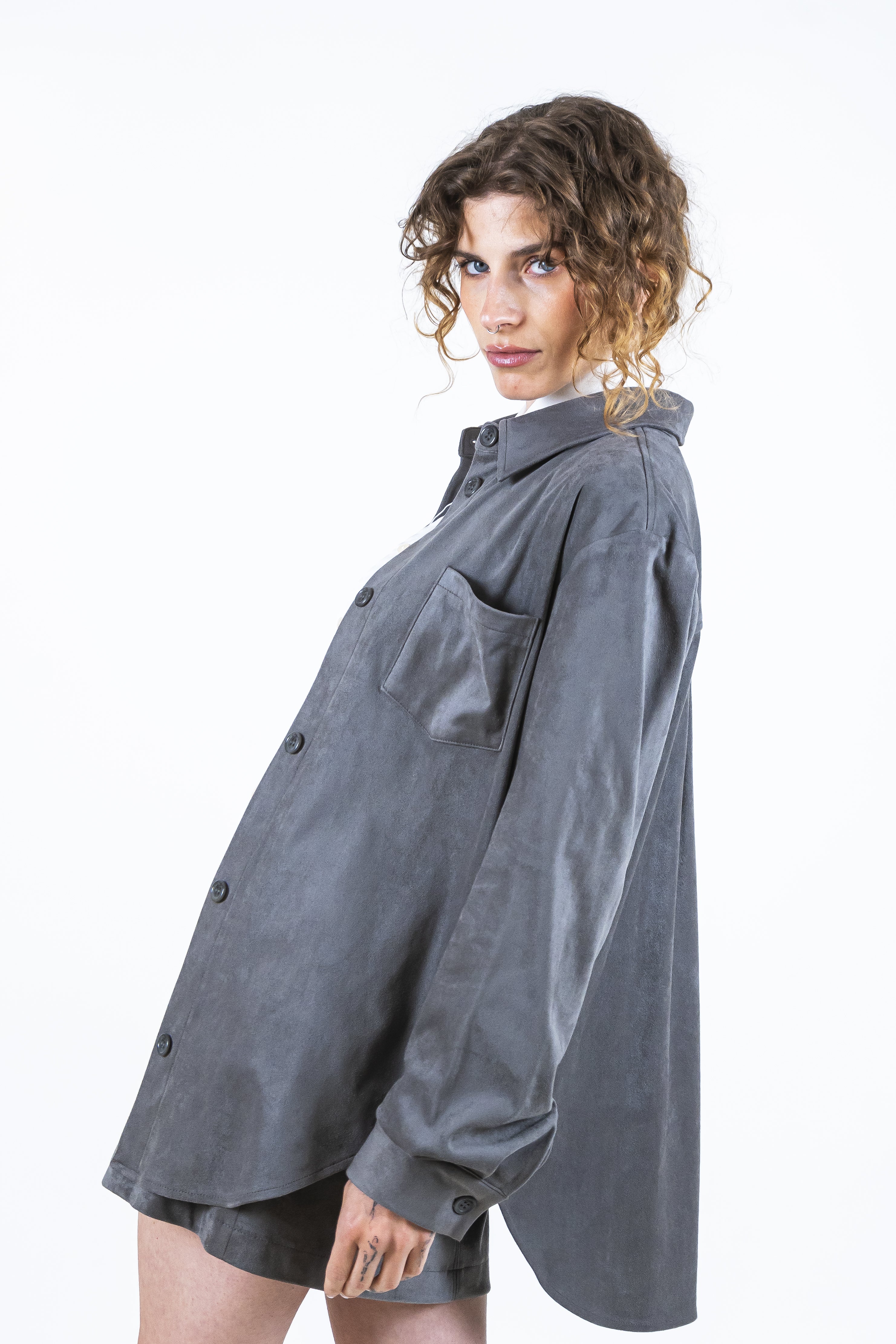 Camicia ecosuede antracite