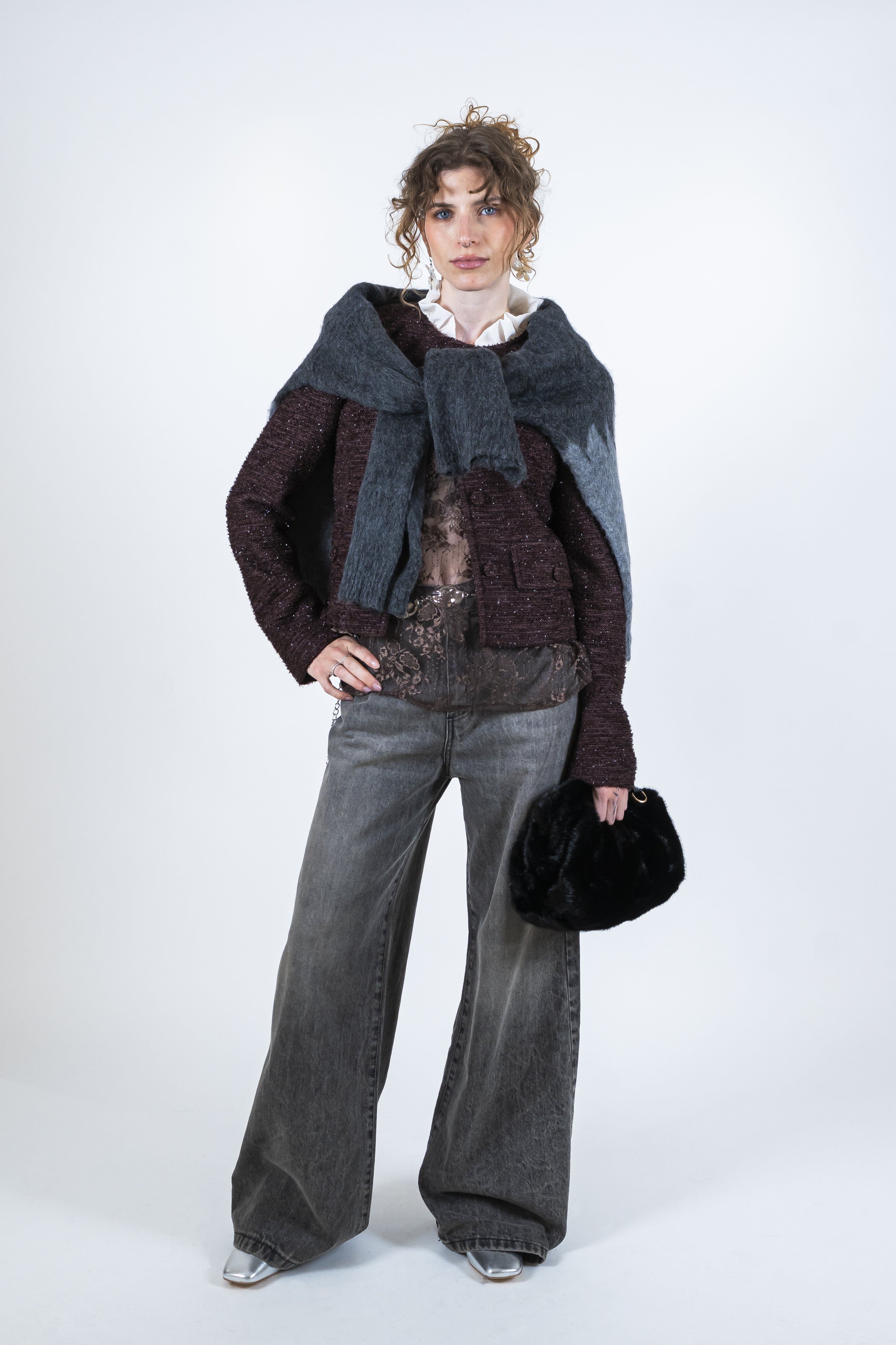 Blusa pizzo fondente