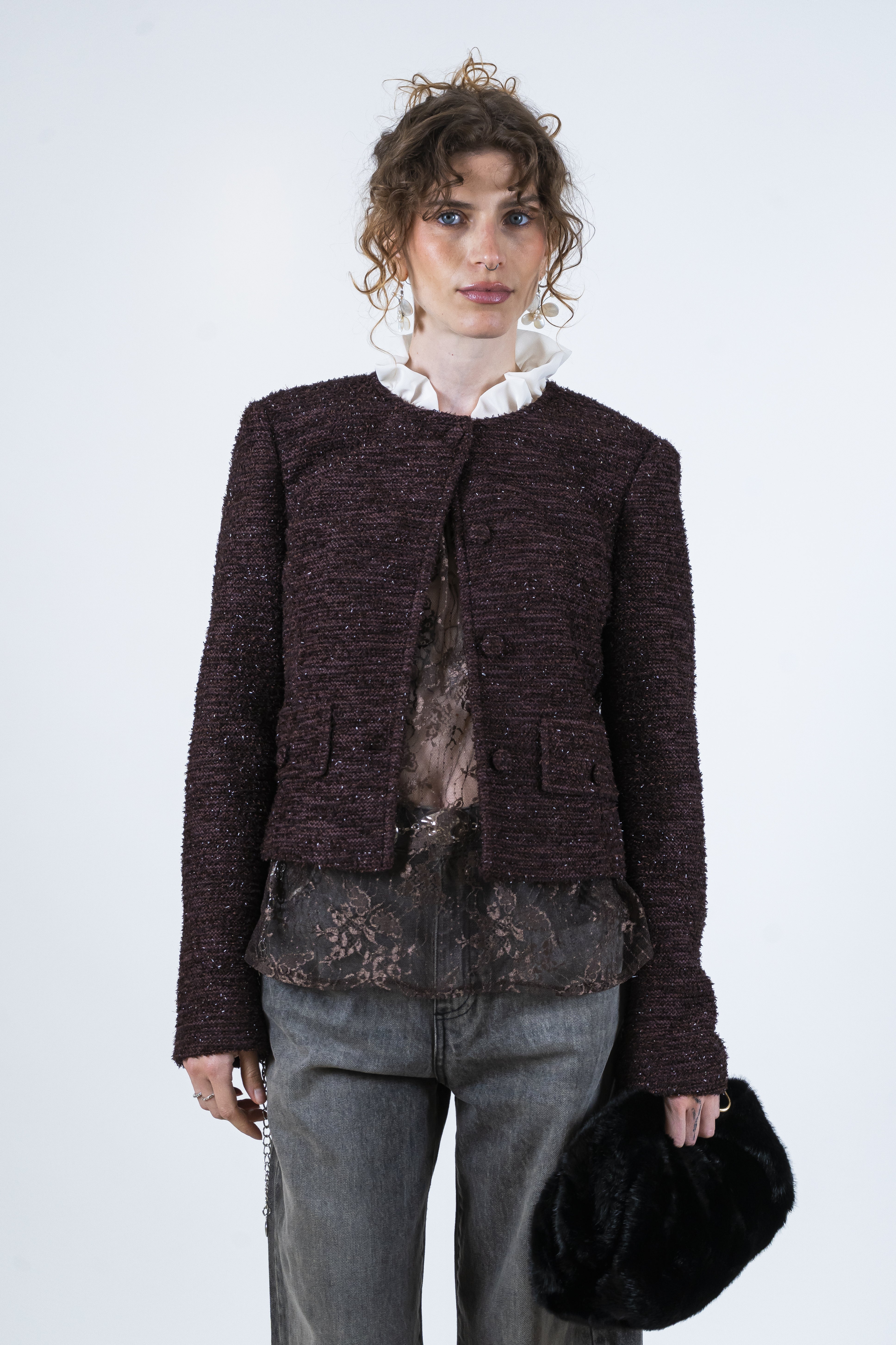 Blusa pizzo fondente