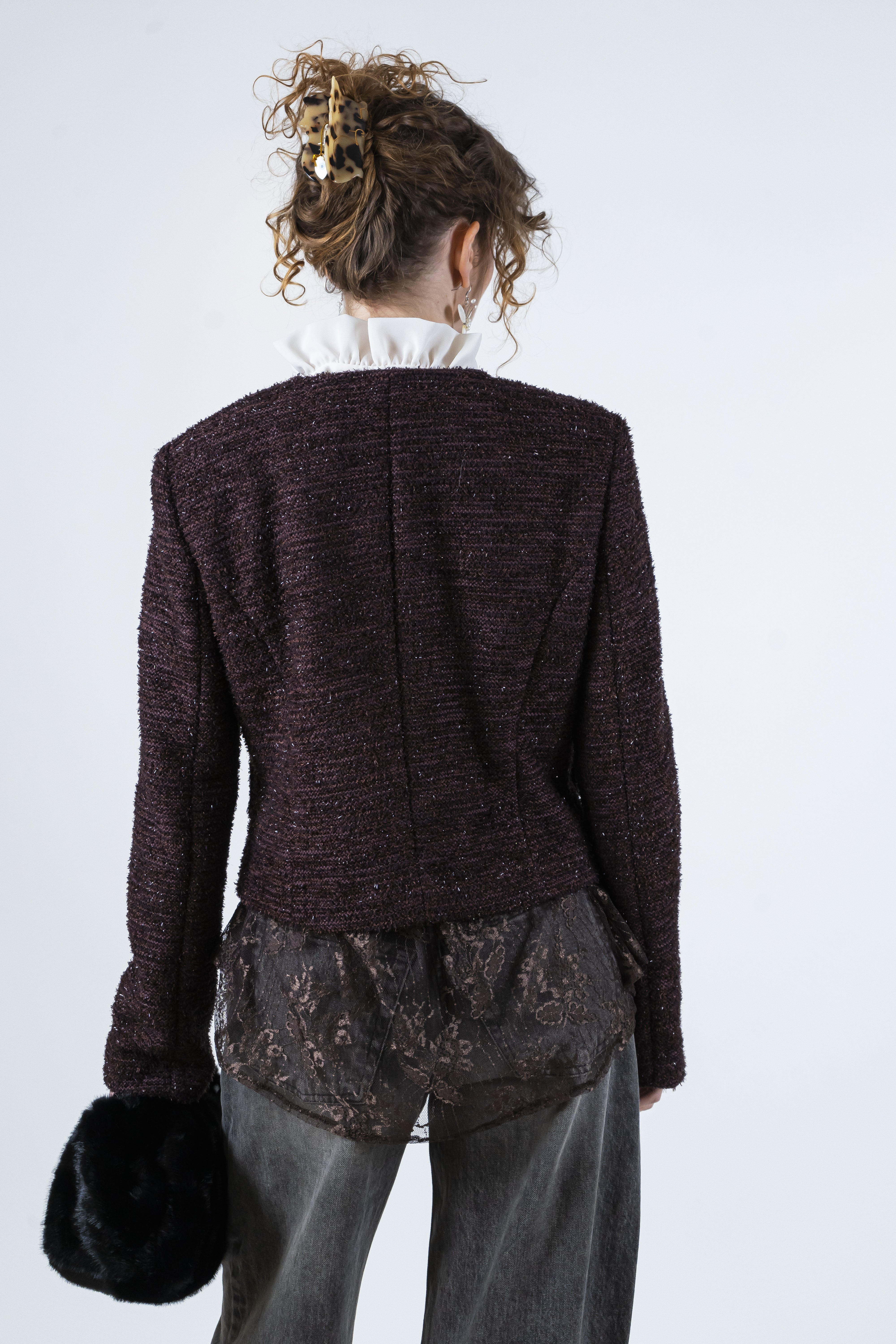 Giacca tweed fondente