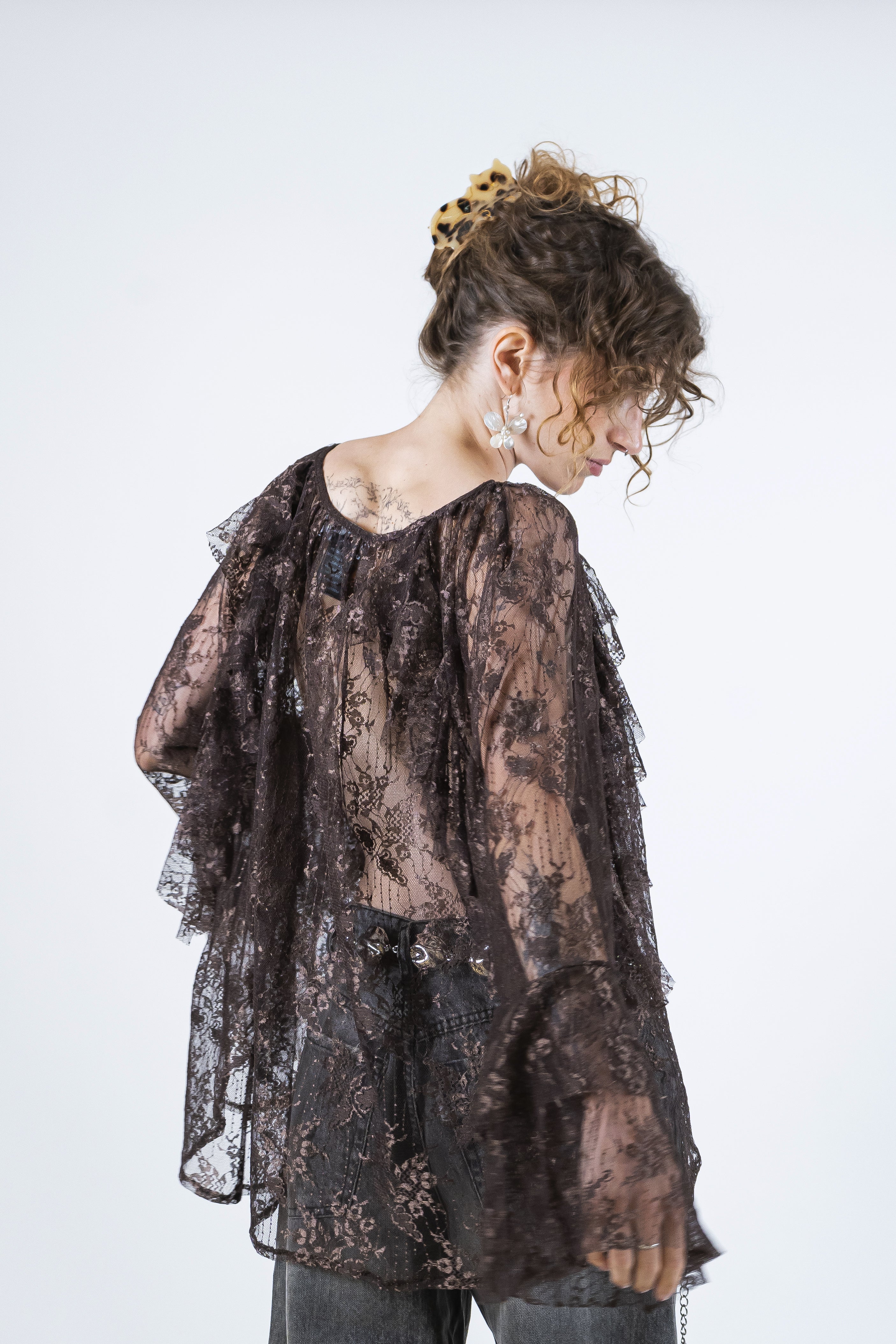 Blusa pizzo fondente