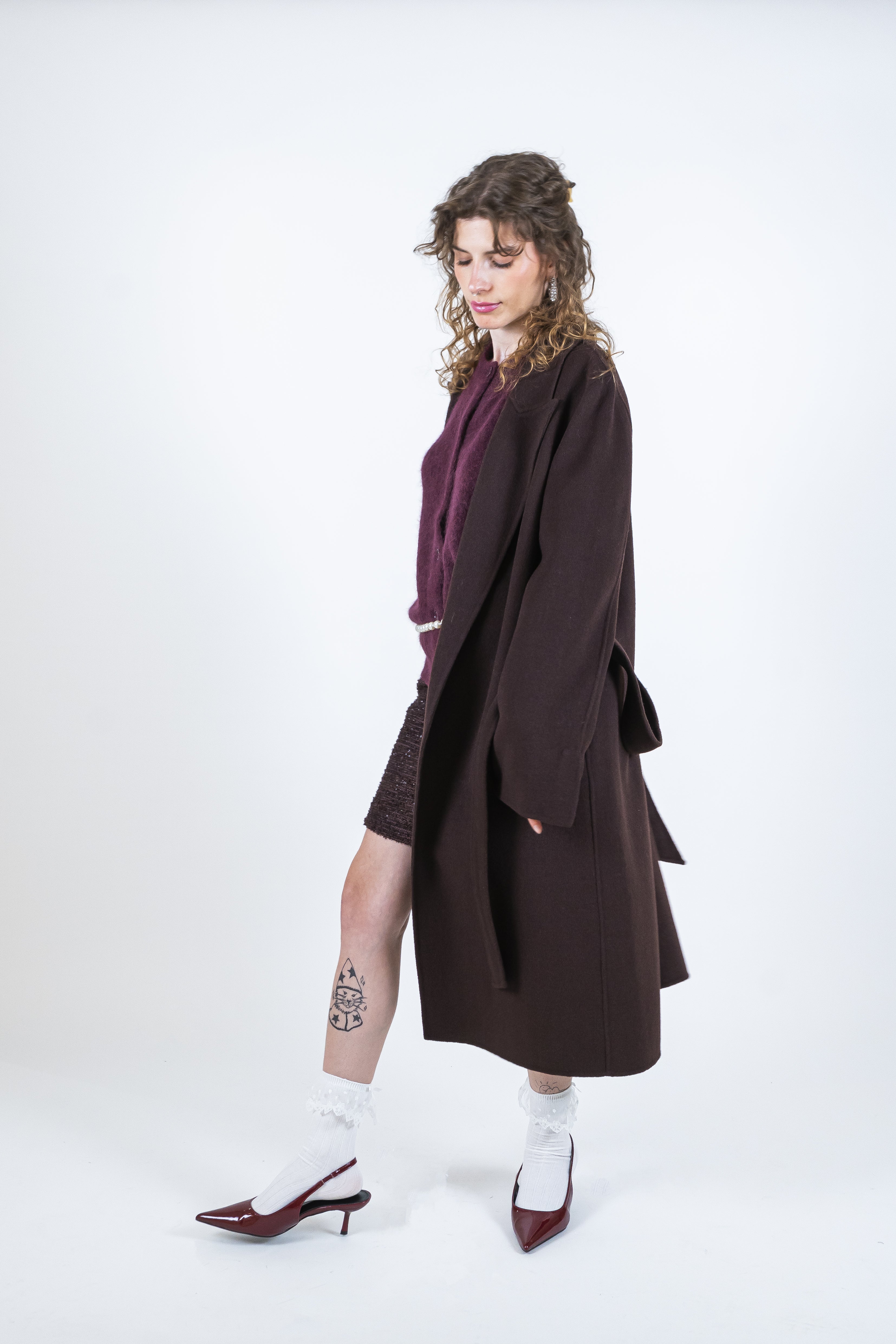 Cappotto midi fondente