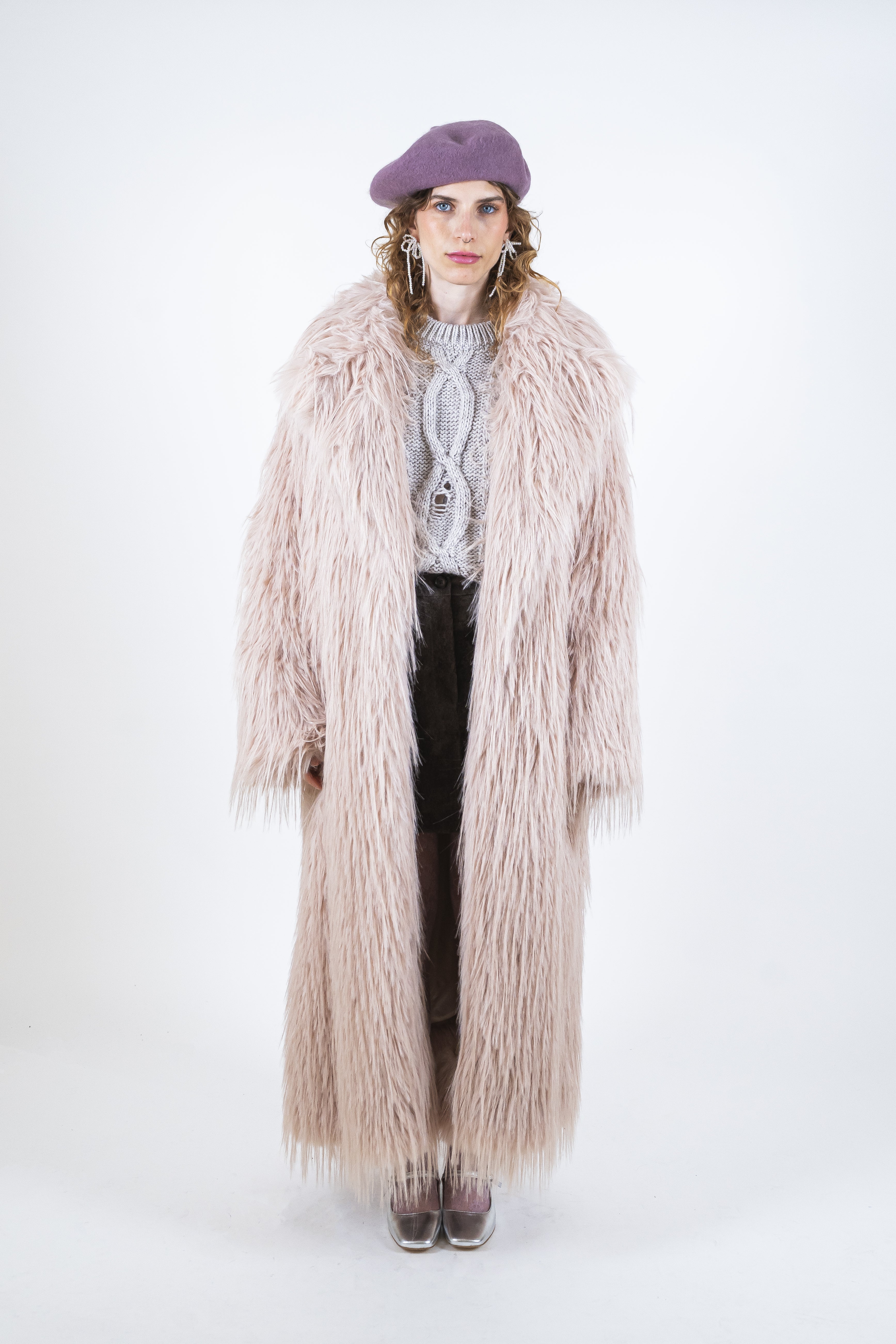 Cappotto ecopelliccia poudre