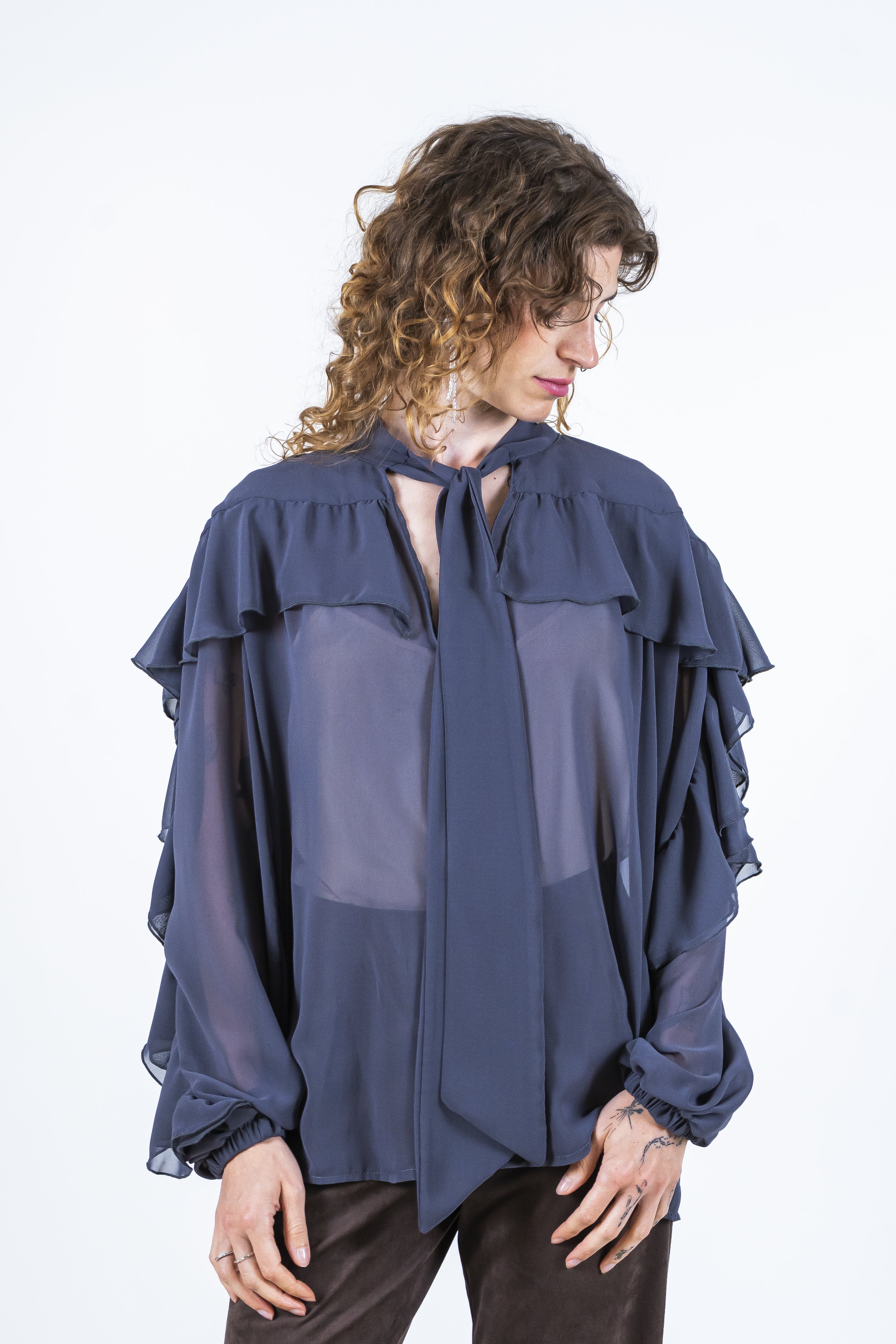 Camicia chiffon asfalto