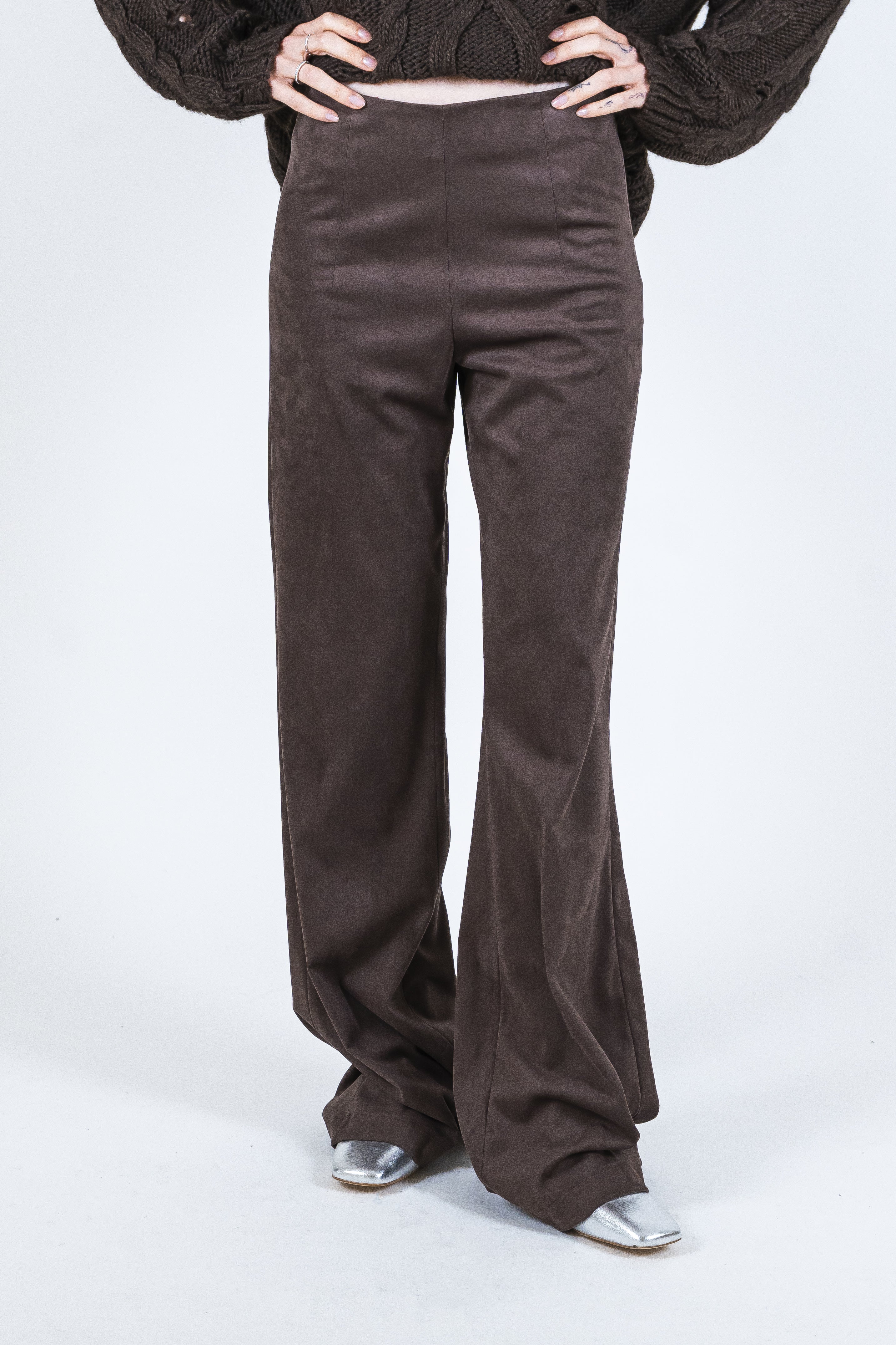 Pantalone ecosuede fondente