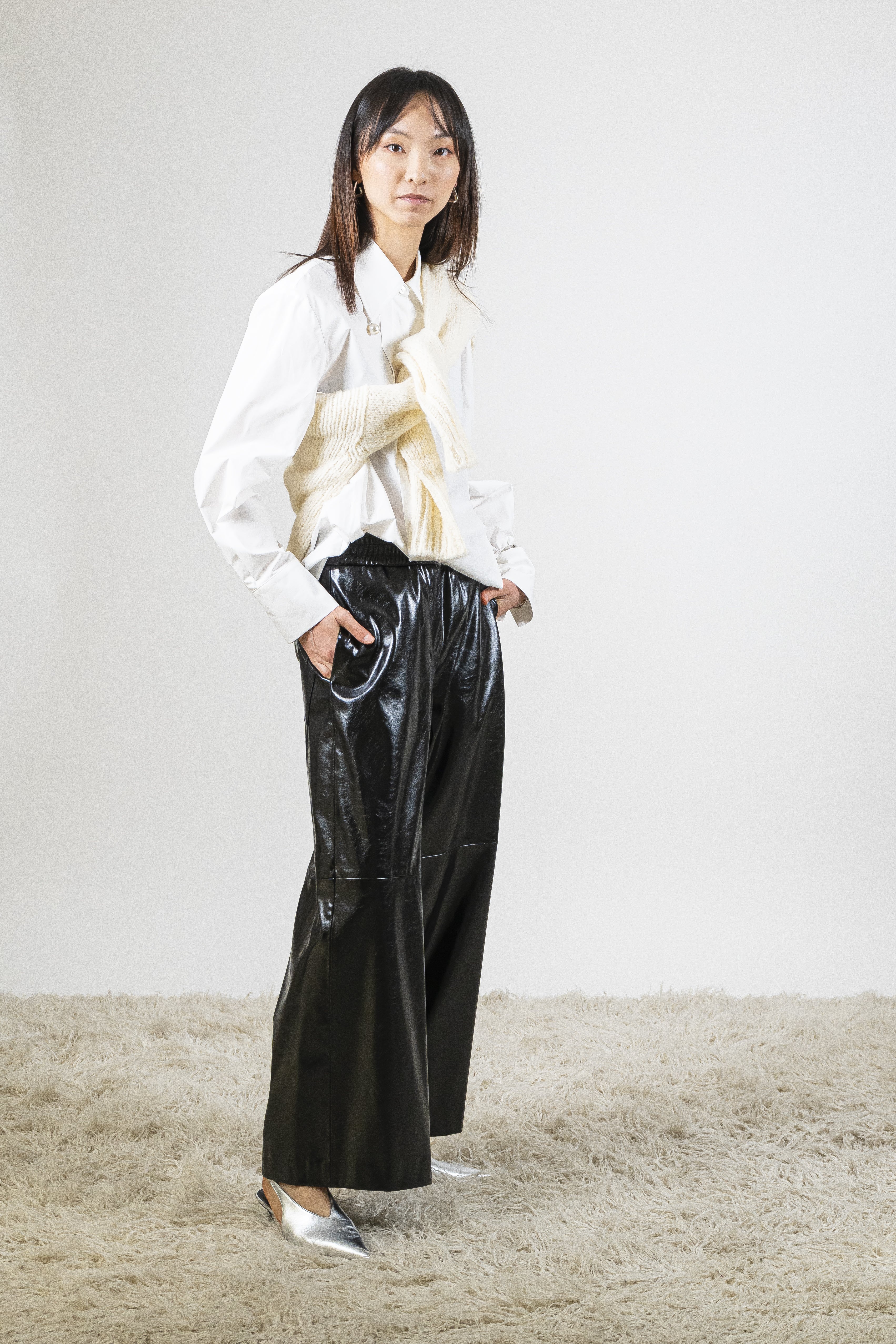 Pantalone ecopelle nero