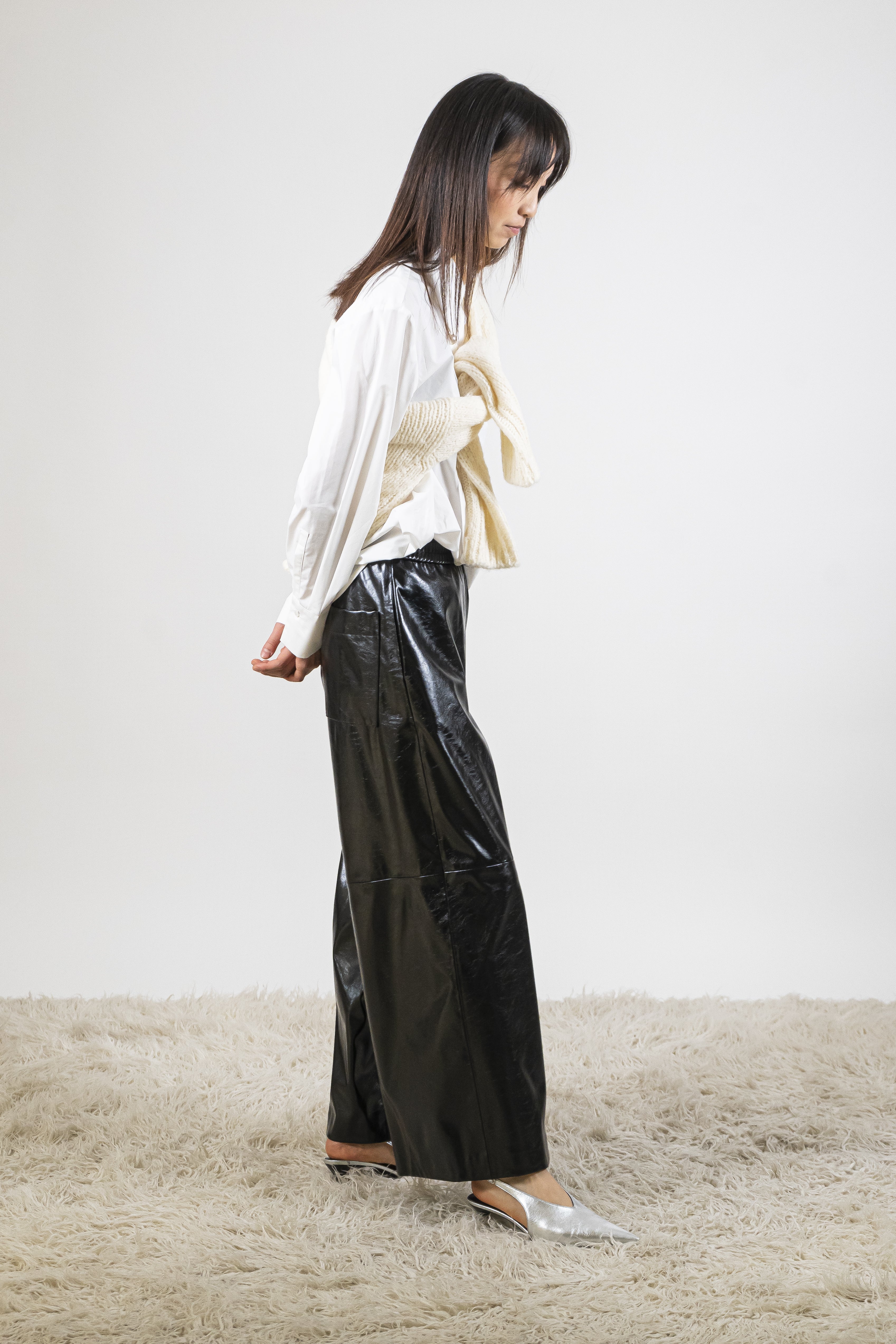 Pantalone ecopelle nero