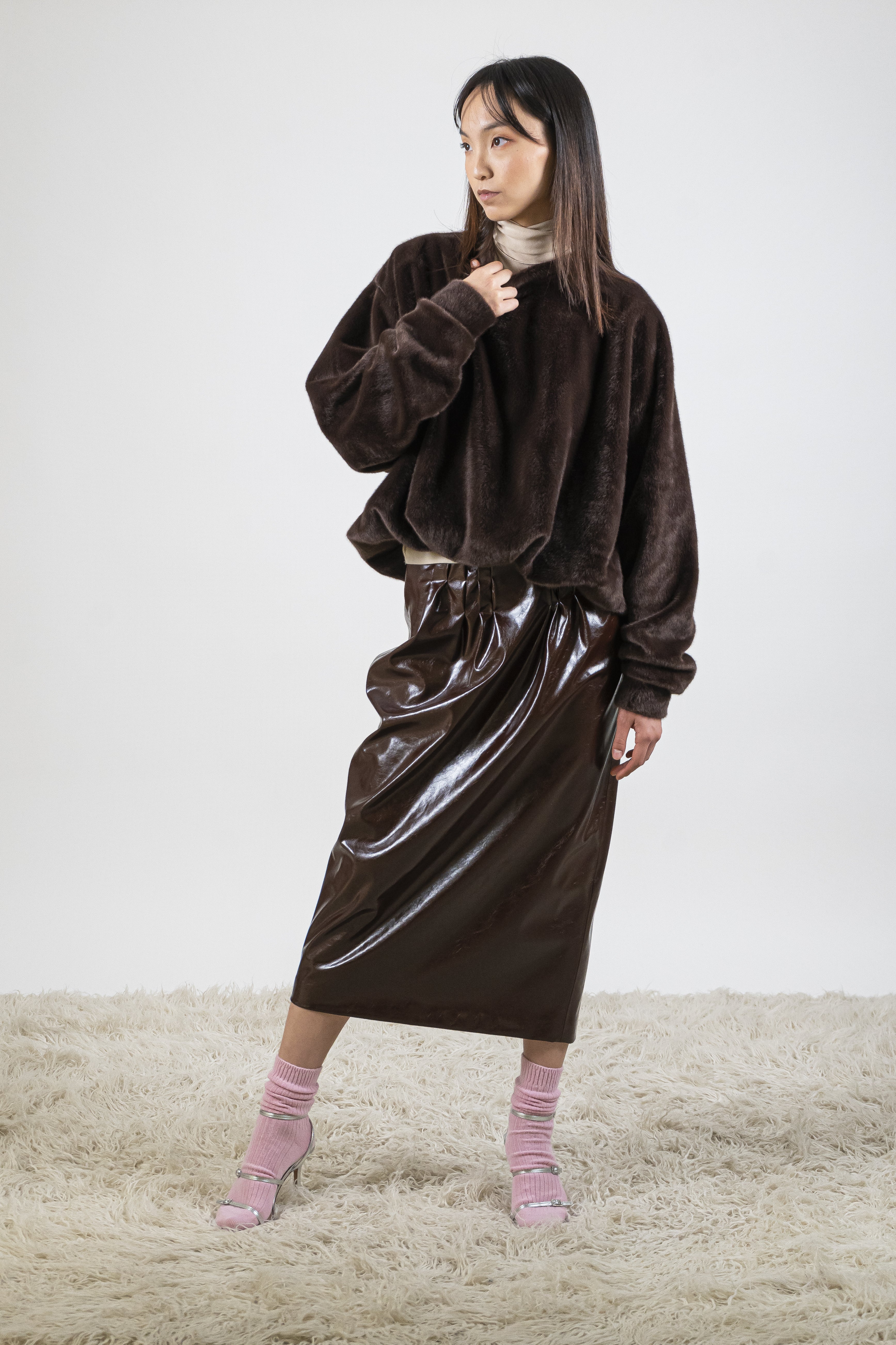 Gonna ecopelle chocolate