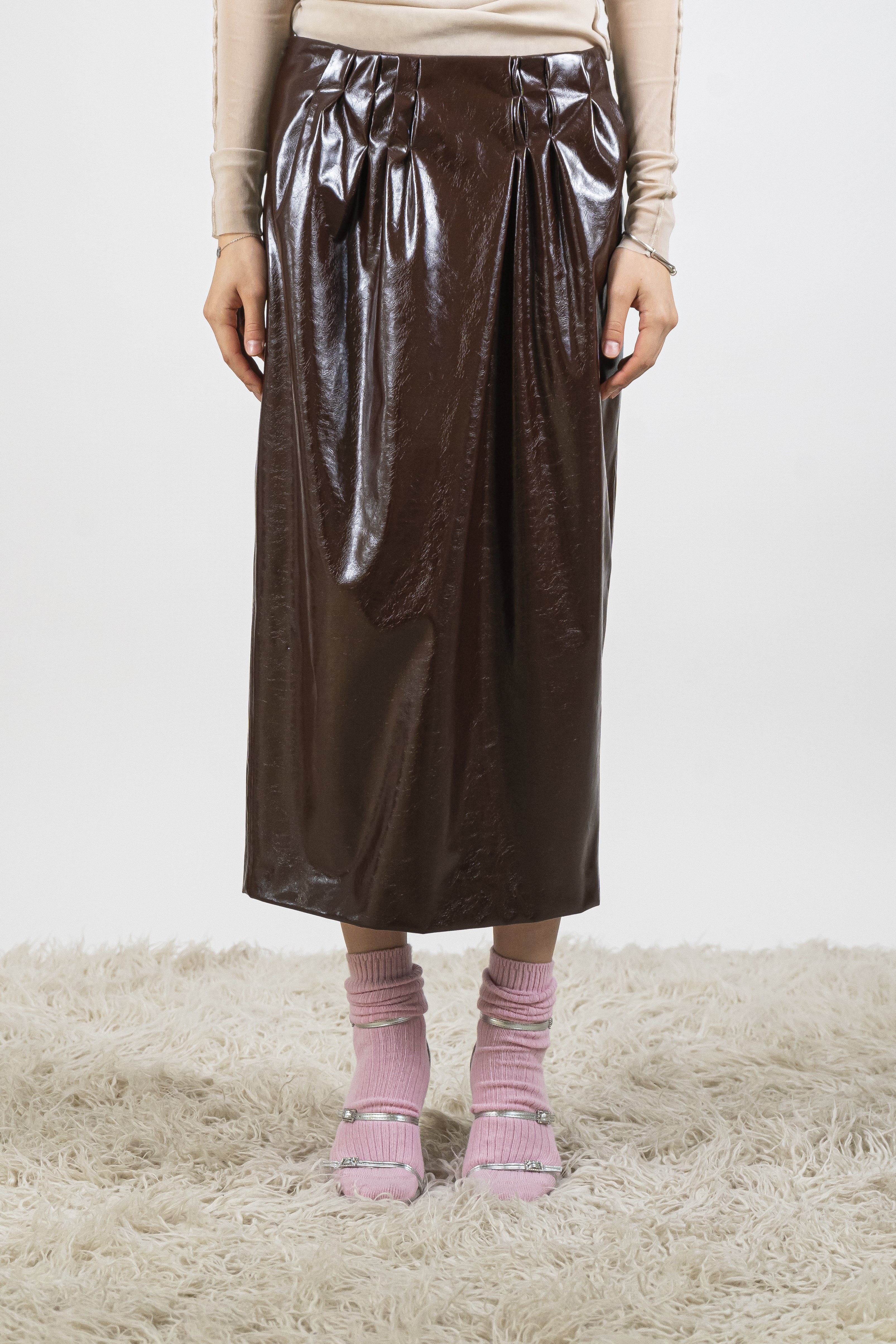 Gonna ecopelle chocolate