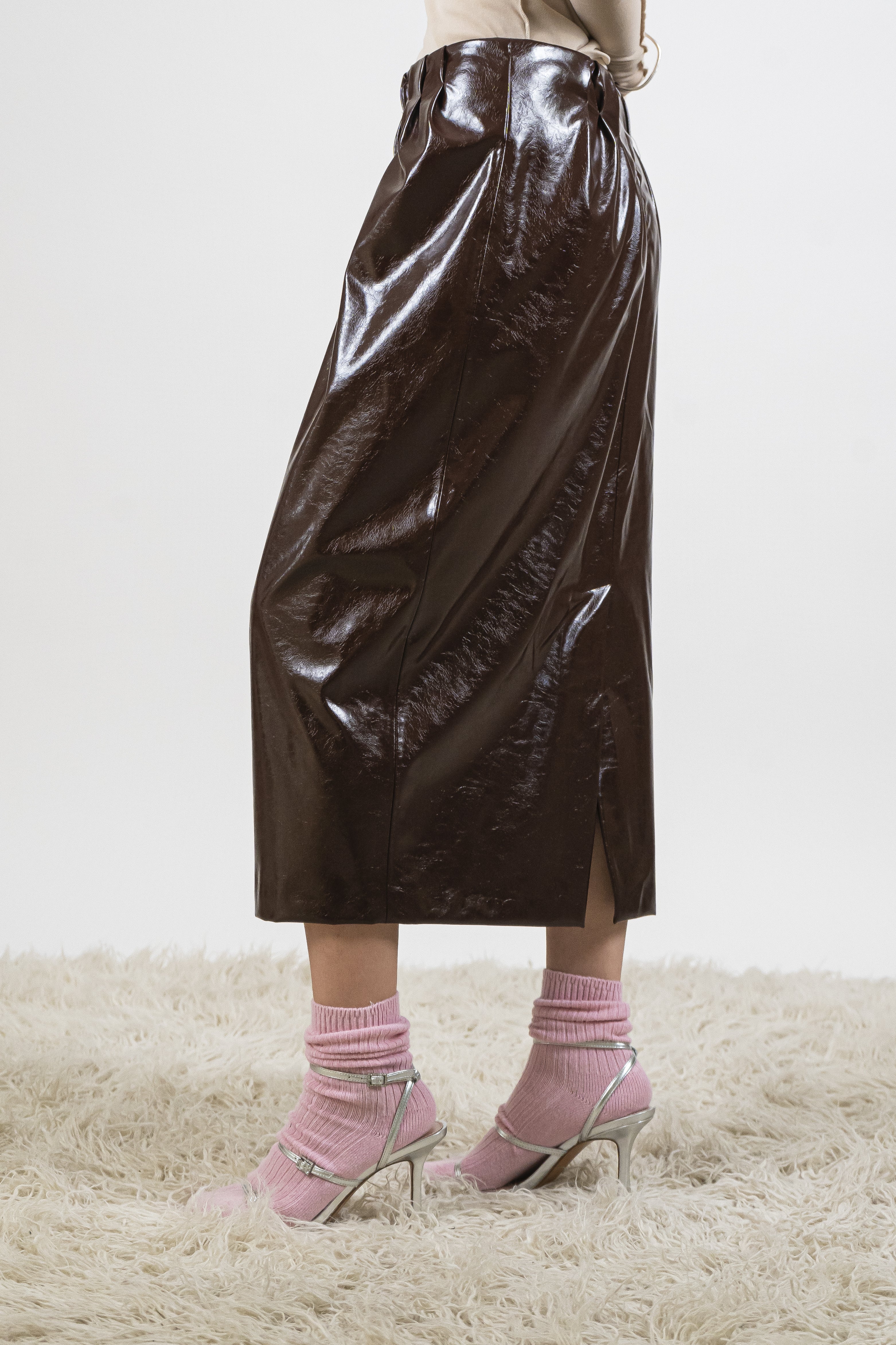 Gonna ecopelle chocolate