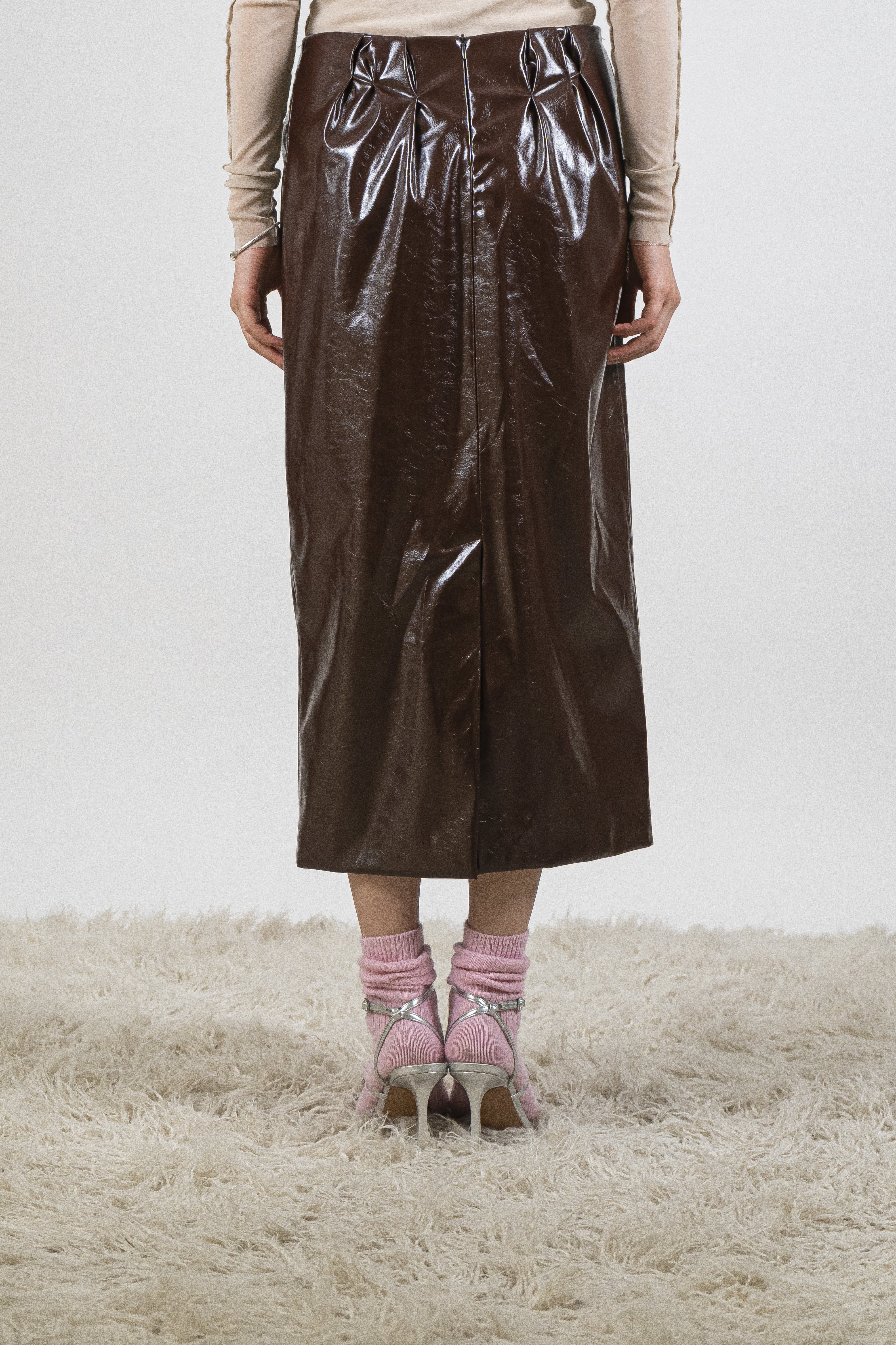 Gonna ecopelle chocolate