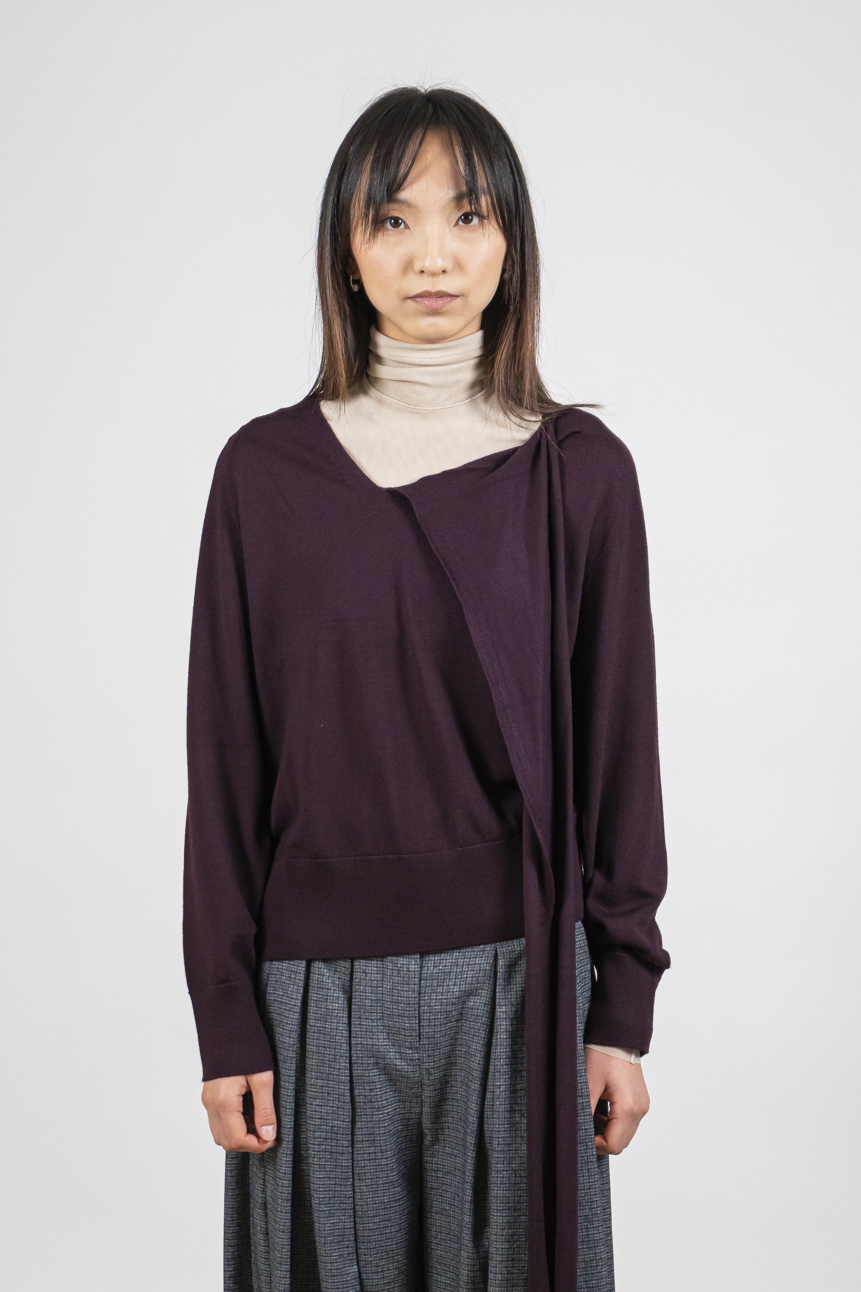 Maglia sciarpetta mosto