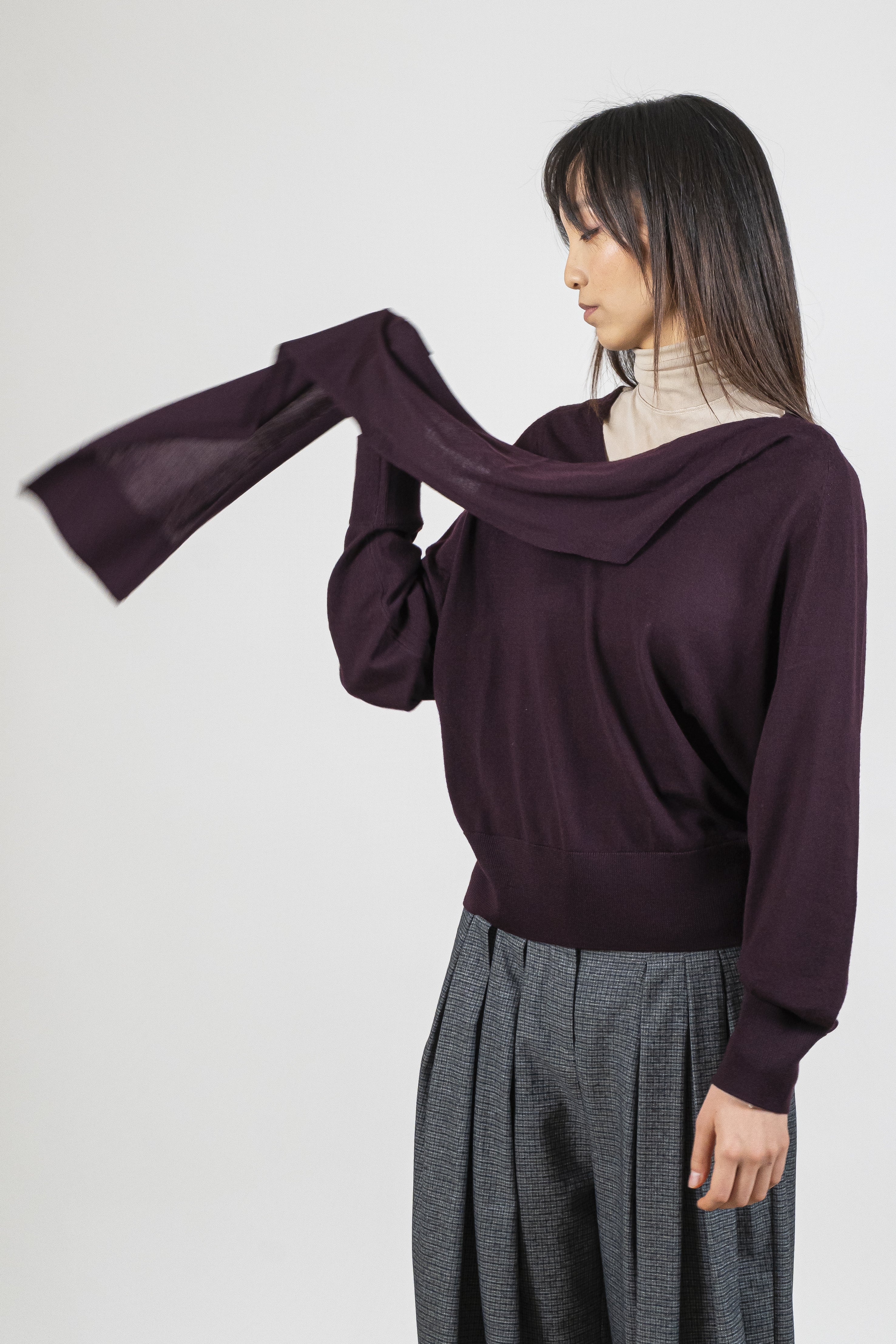 Maglia sciarpetta mosto