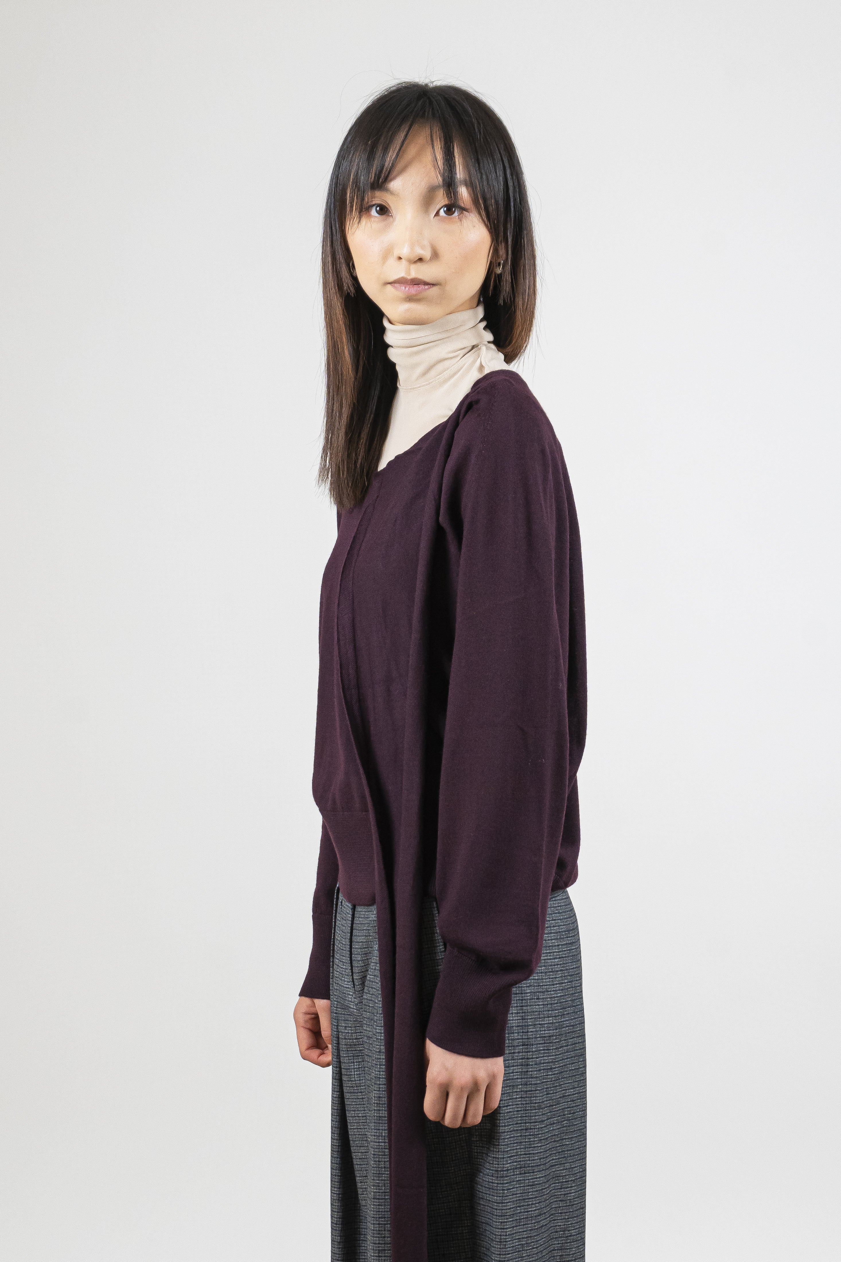 Maglia sciarpetta mosto