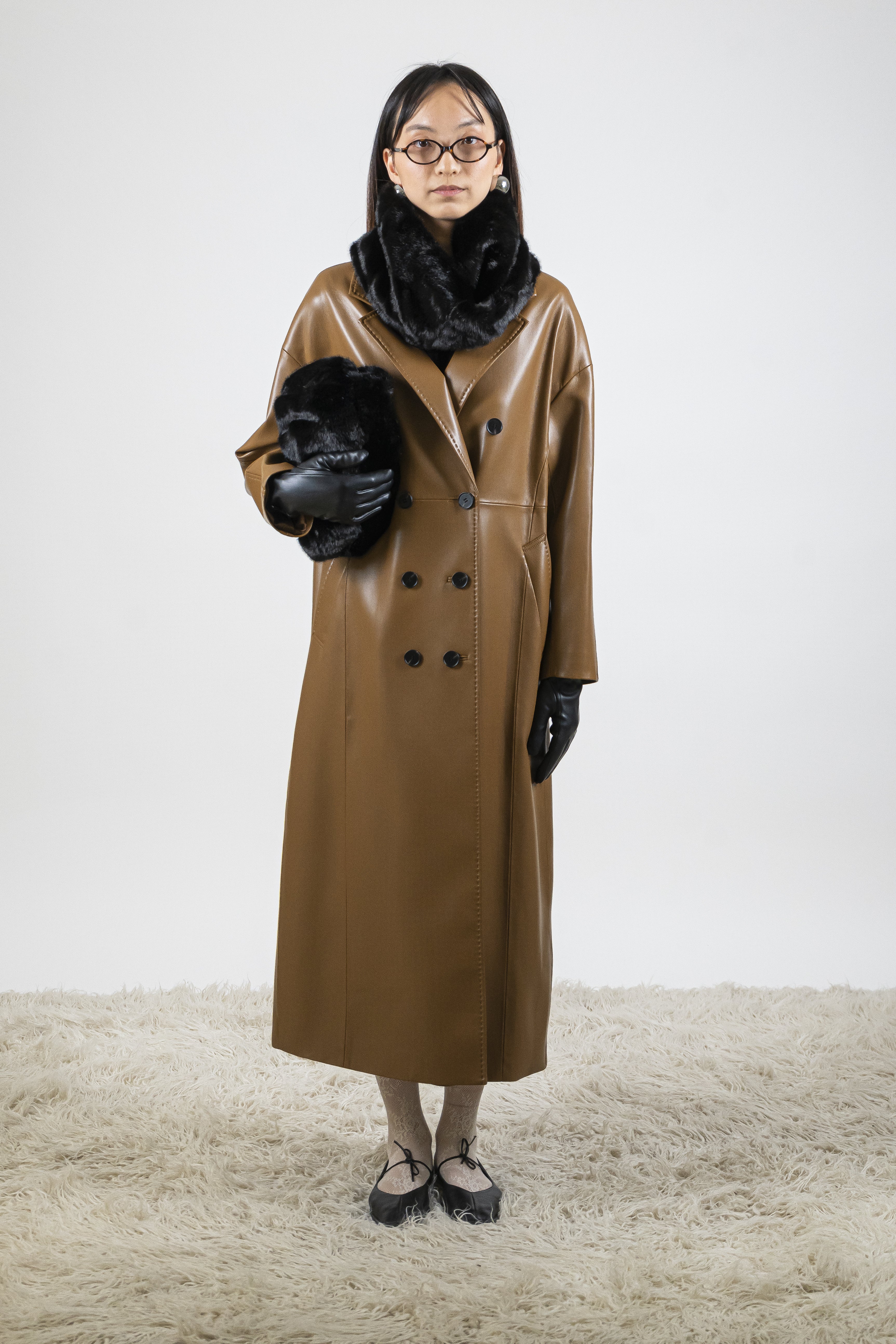 Cappotto ecopelle sigaro