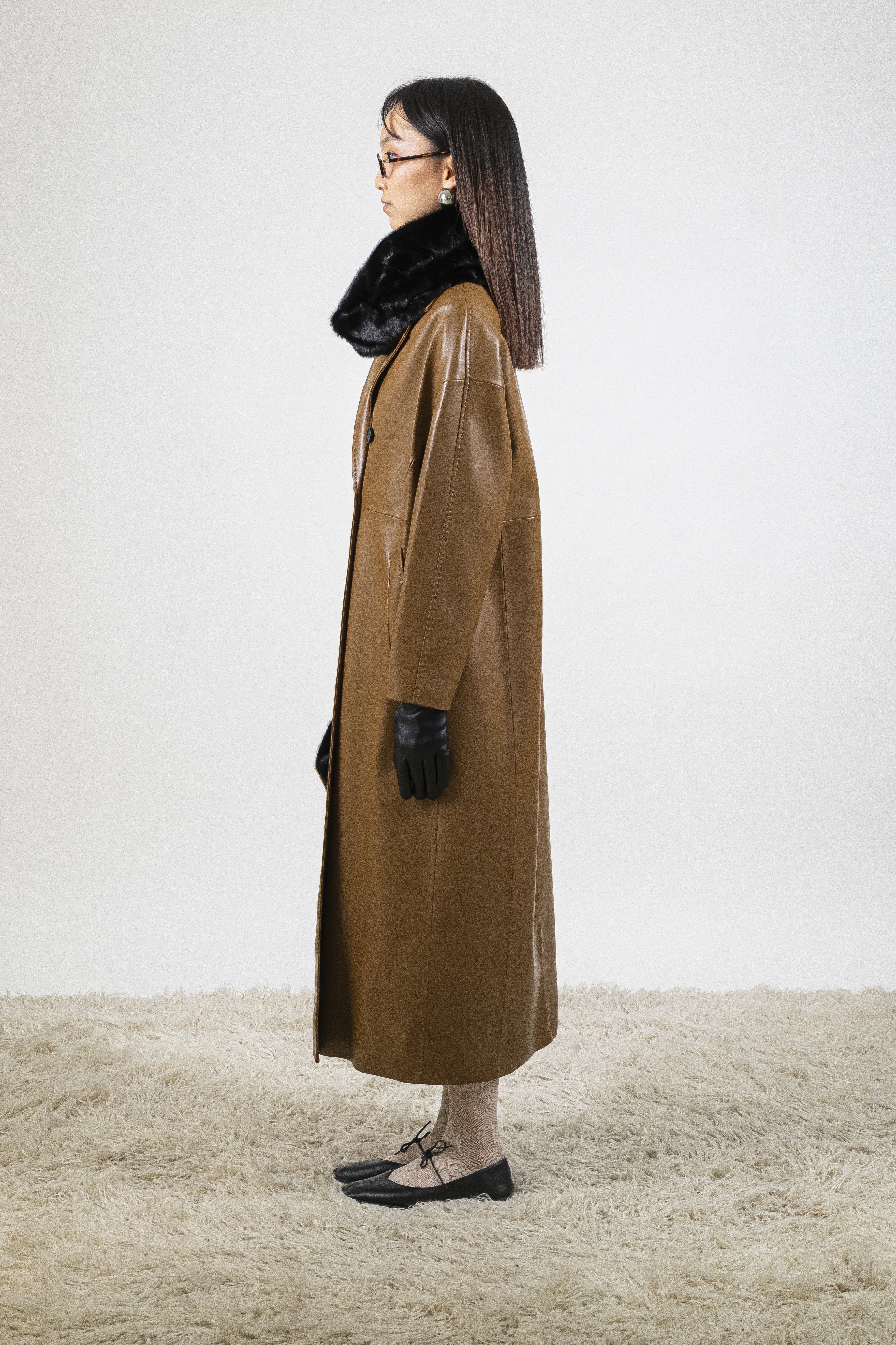 Cappotto ecopelle sigaro