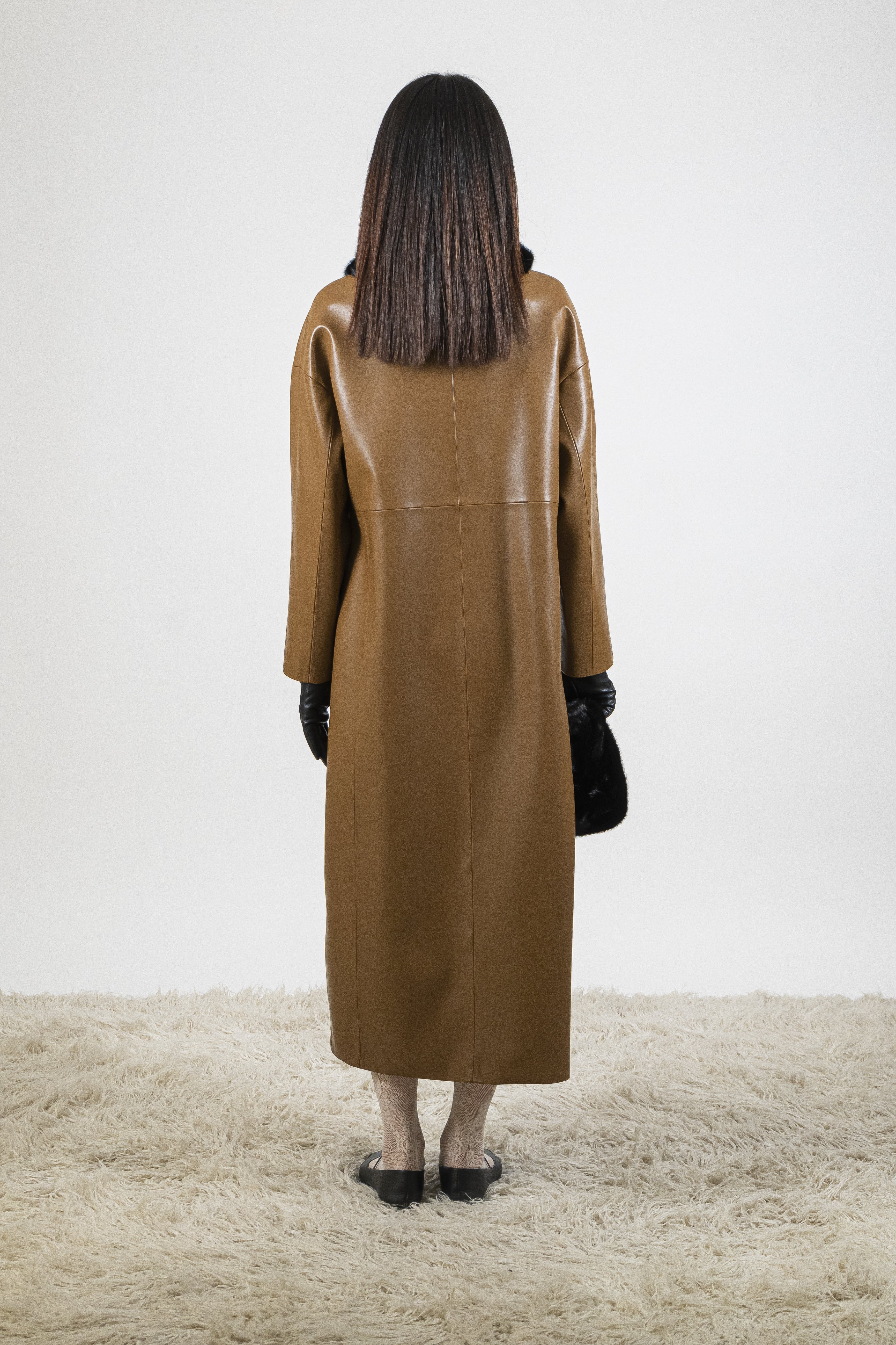 Cappotto ecopelle sigaro