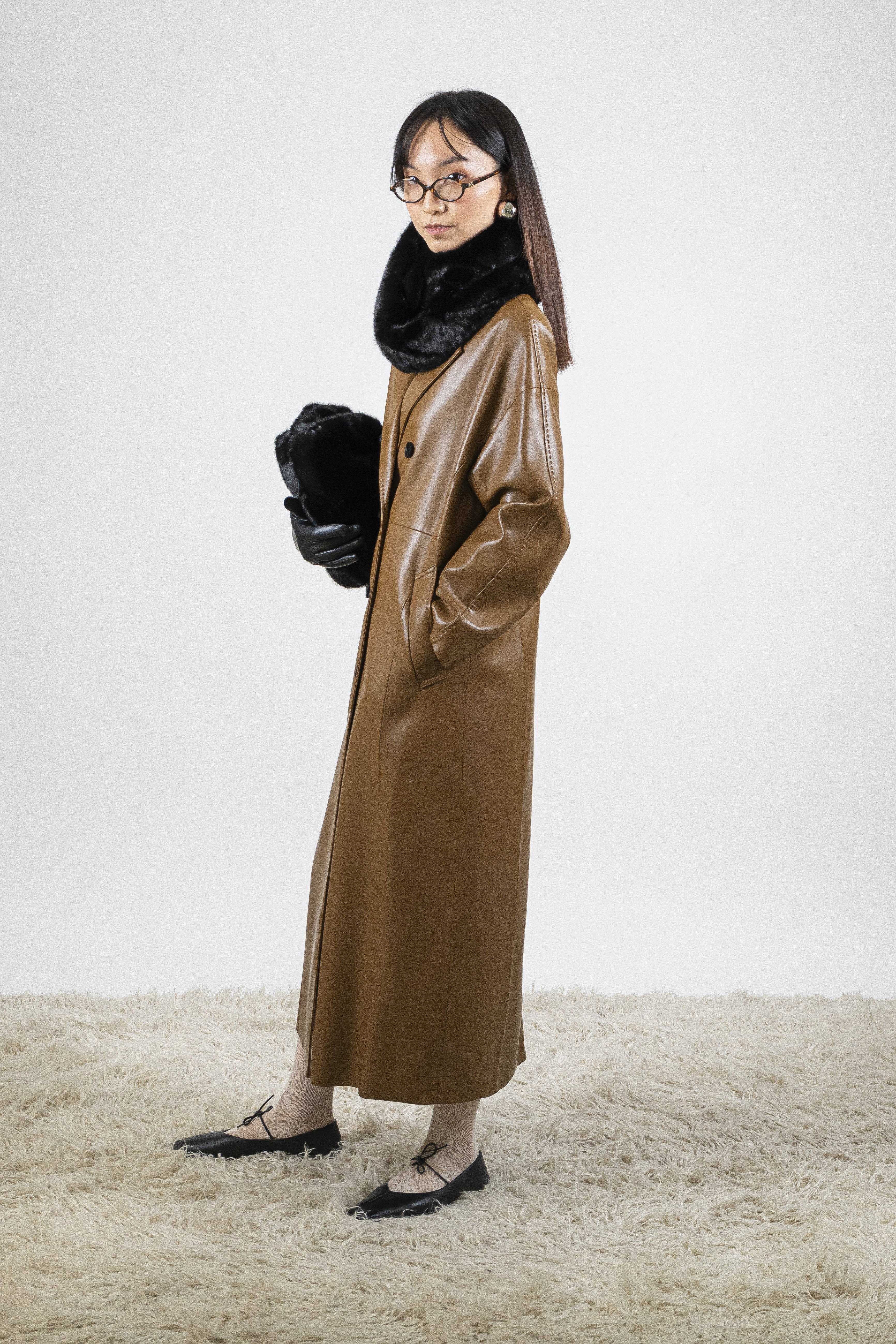 Cappotto ecopelle sigaro