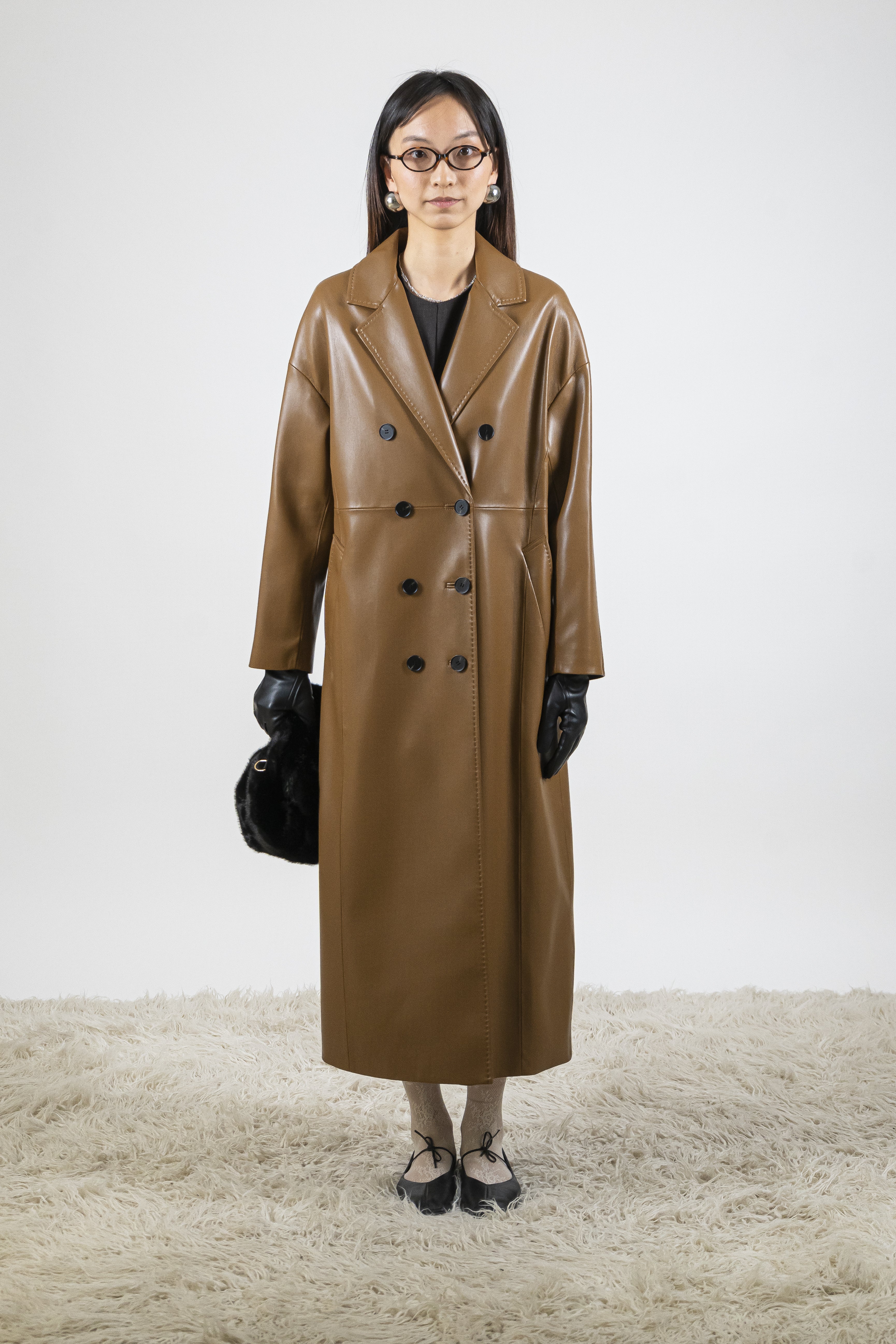 Cappotto ecopelle sigaro