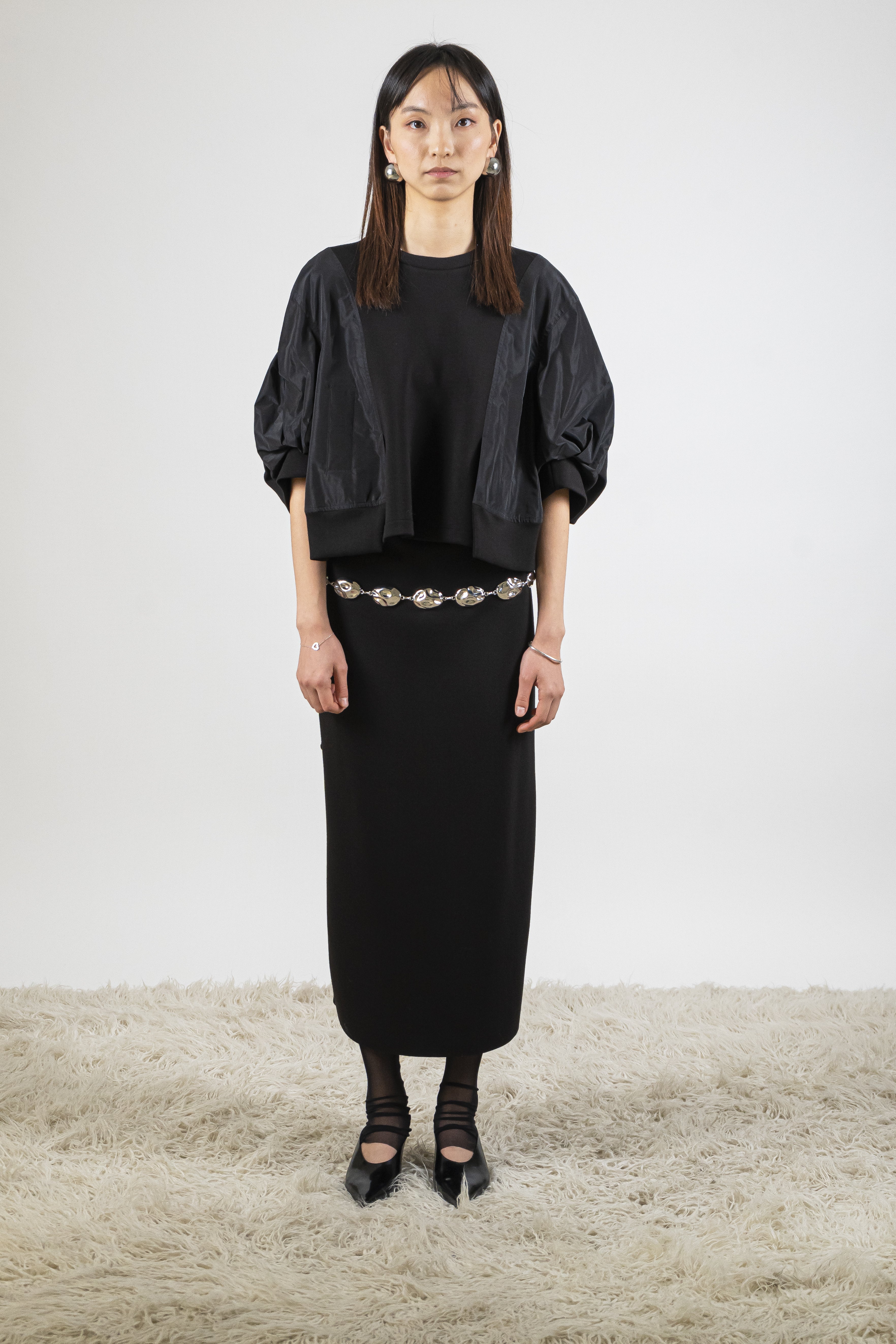 Felpa bimateriale nero