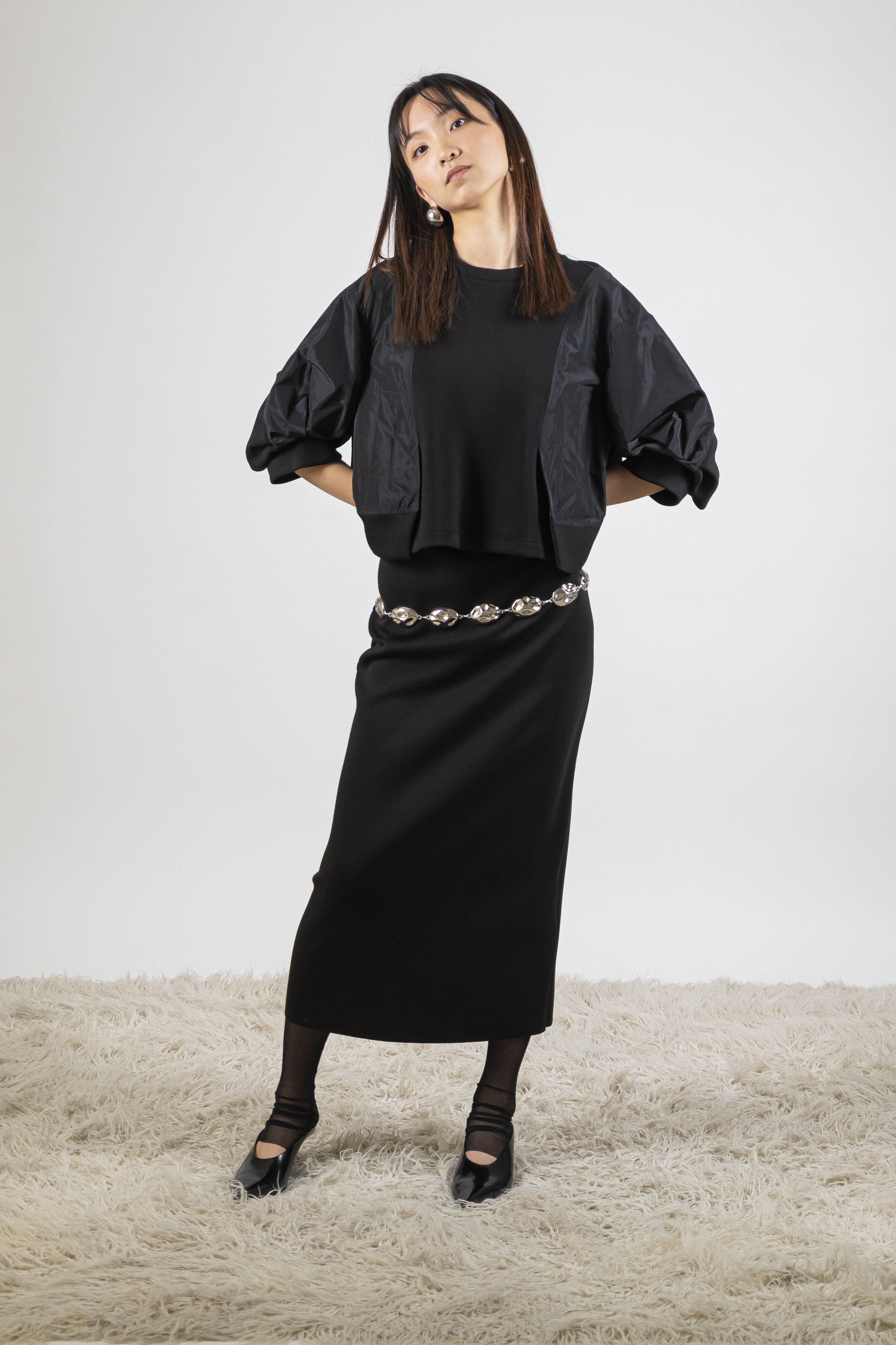 Felpa bimateriale nero