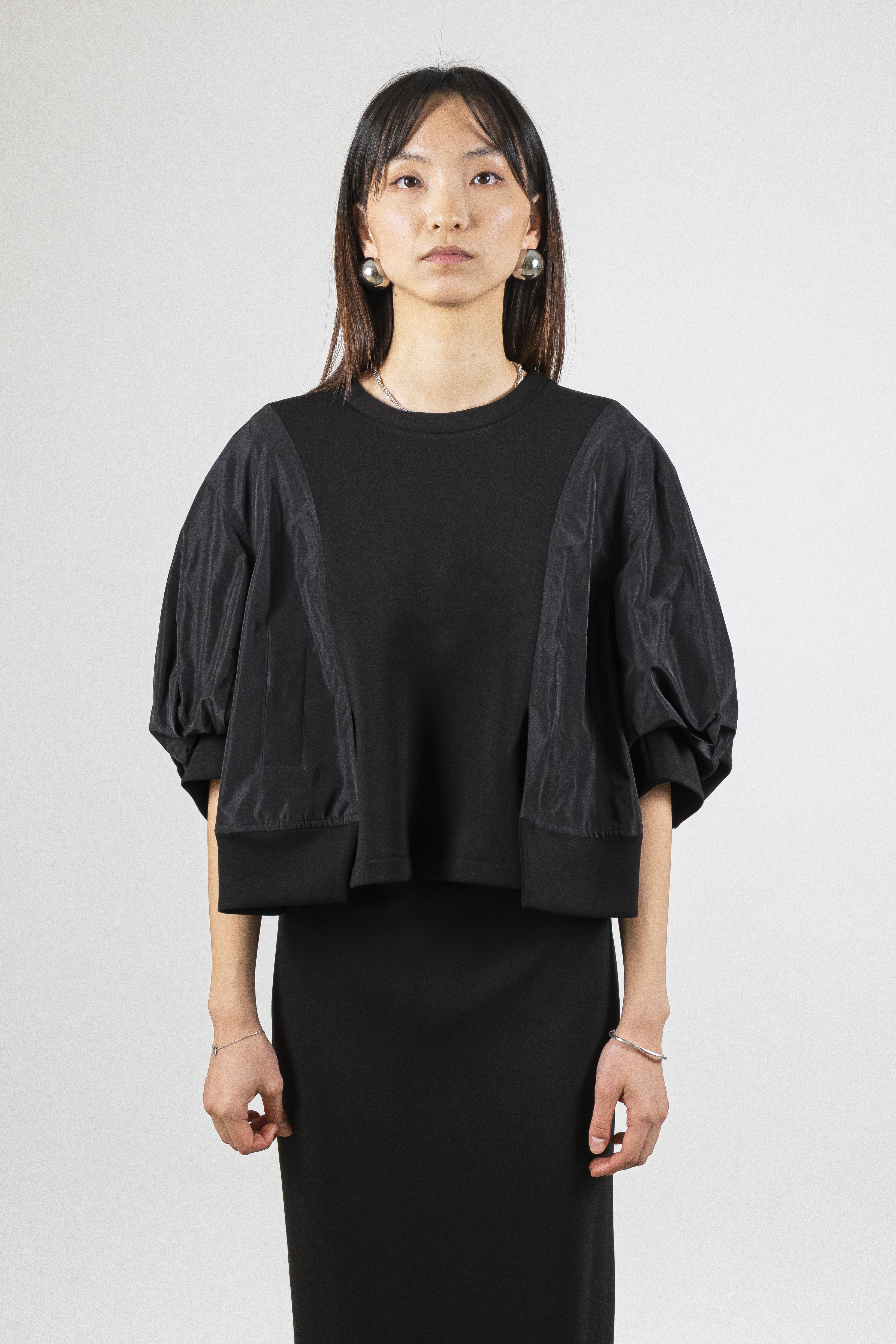 Felpa bimateriale nero