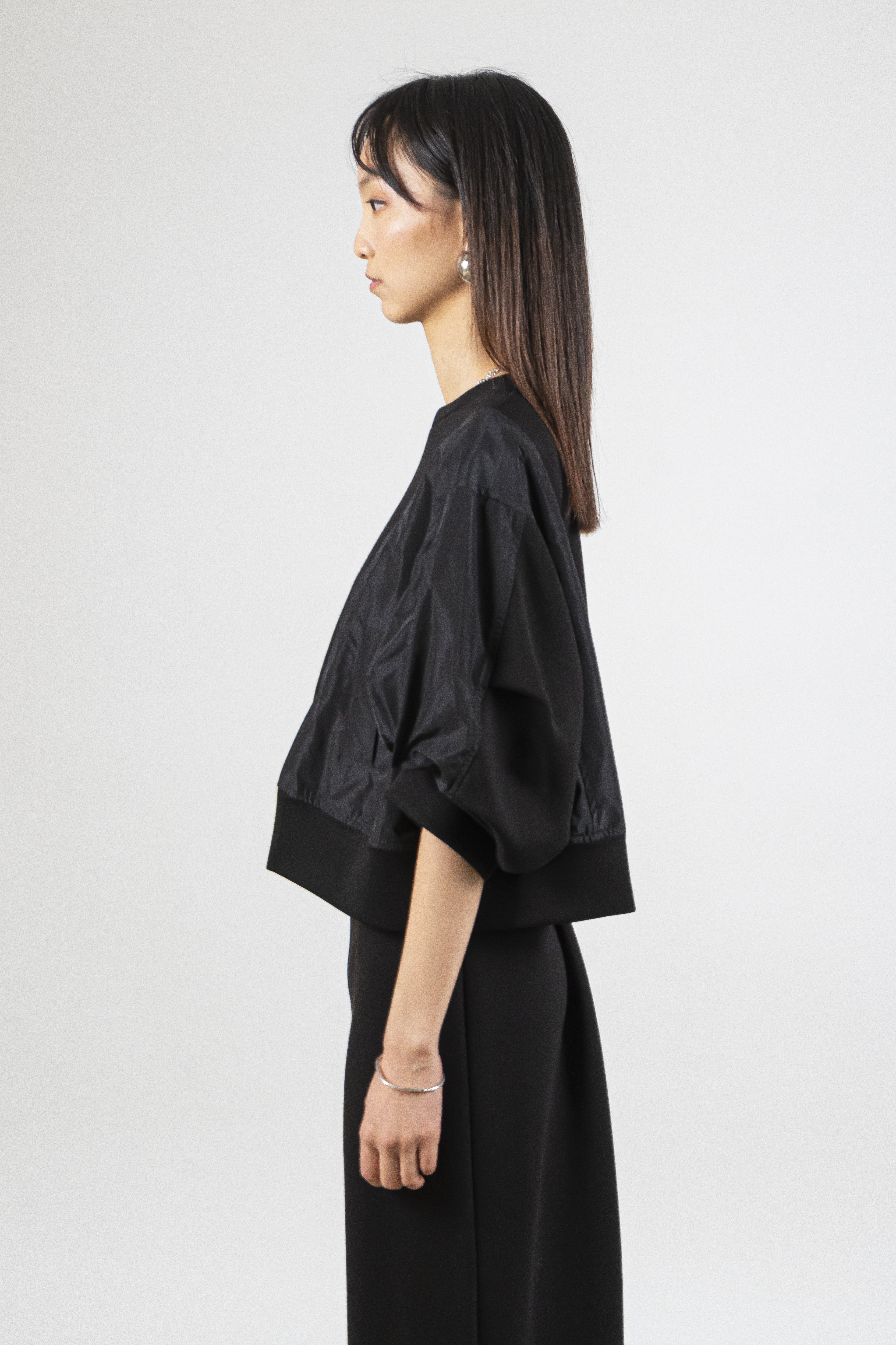 Felpa bimateriale nero