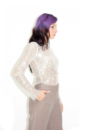 Maglia paillettes champagne