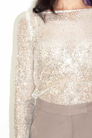 Maglia paillettes champagne