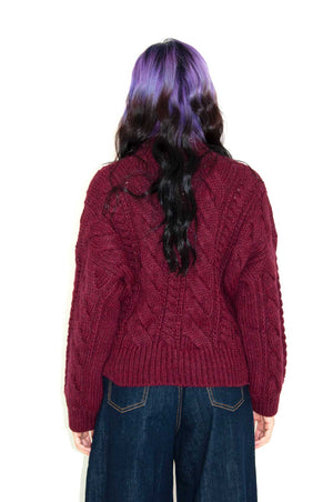 Maglia trecce burgundy