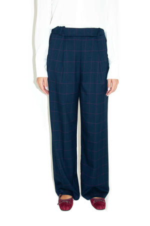 Pantalone check blu