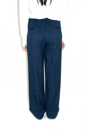 Pantalone check blu